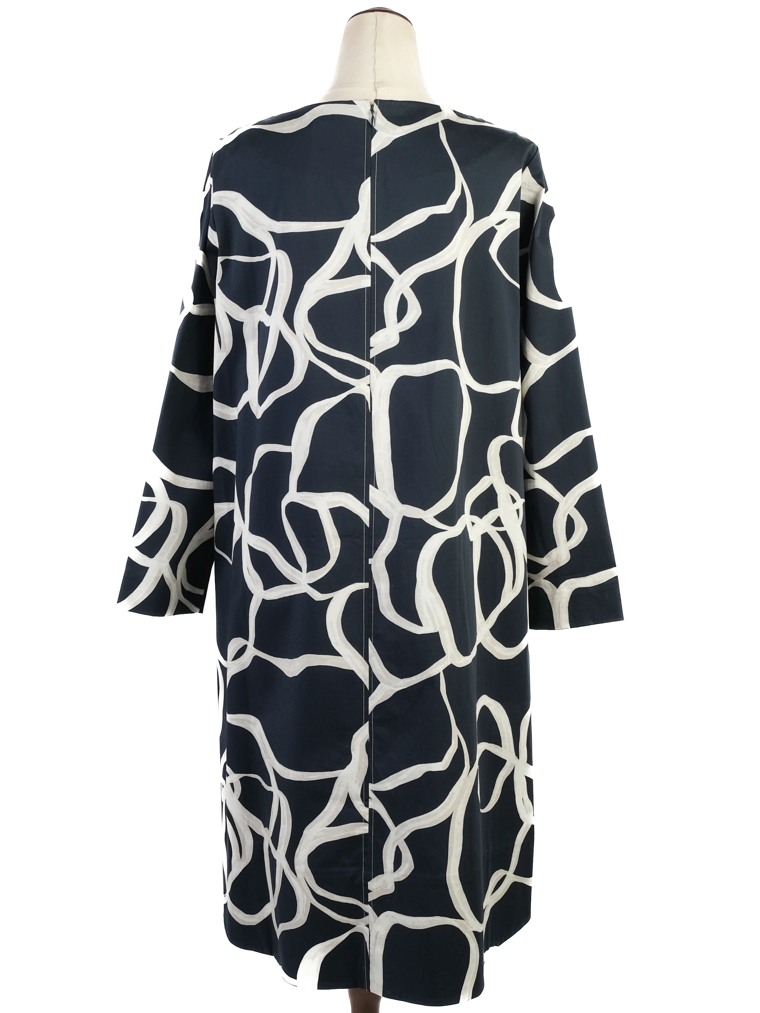 NEW Cos Black Dress with White Abstract Pattern Size L