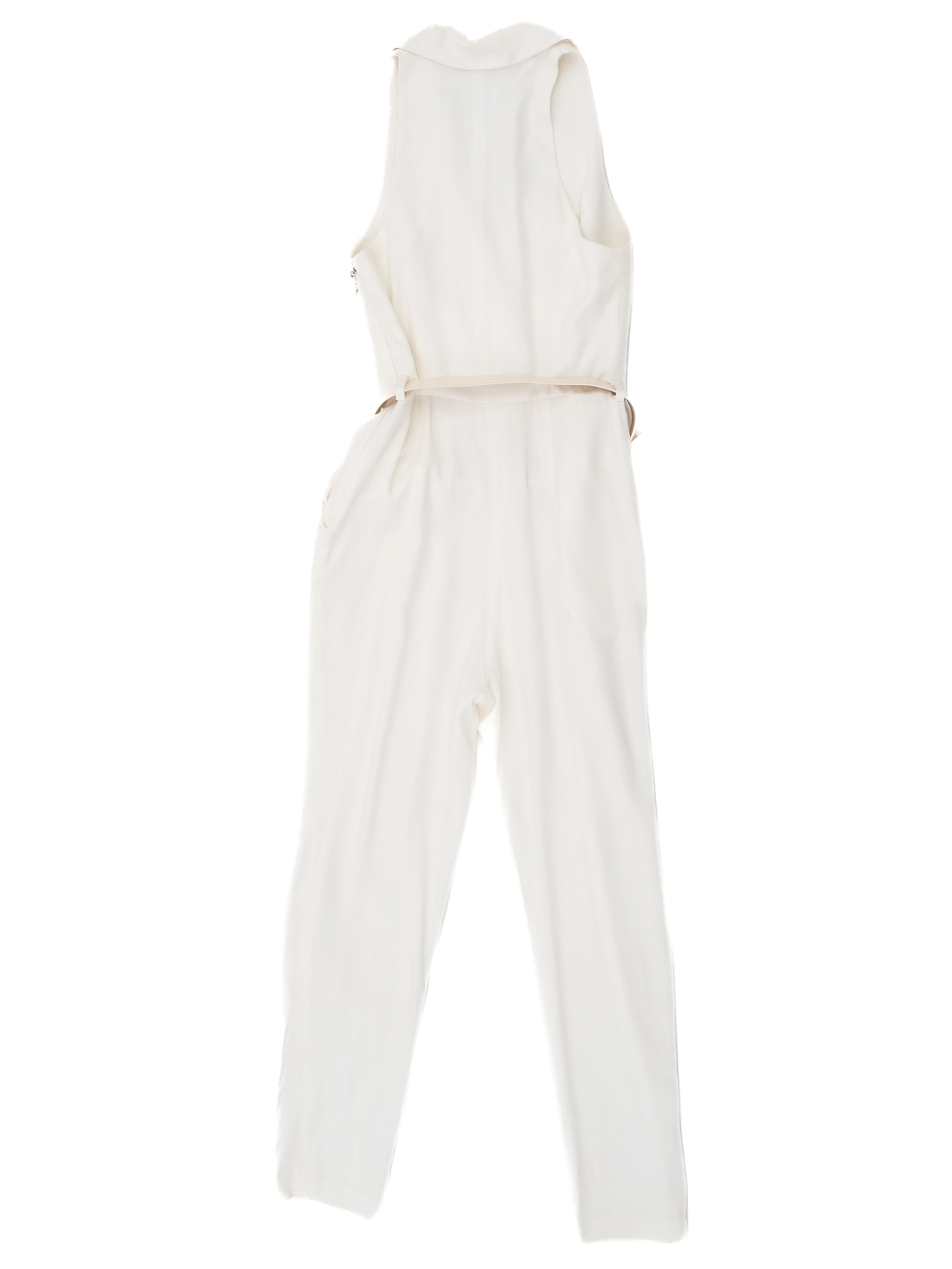 Excellent Elisabetta Franchi White Sleeveless Jumpsuit Size L