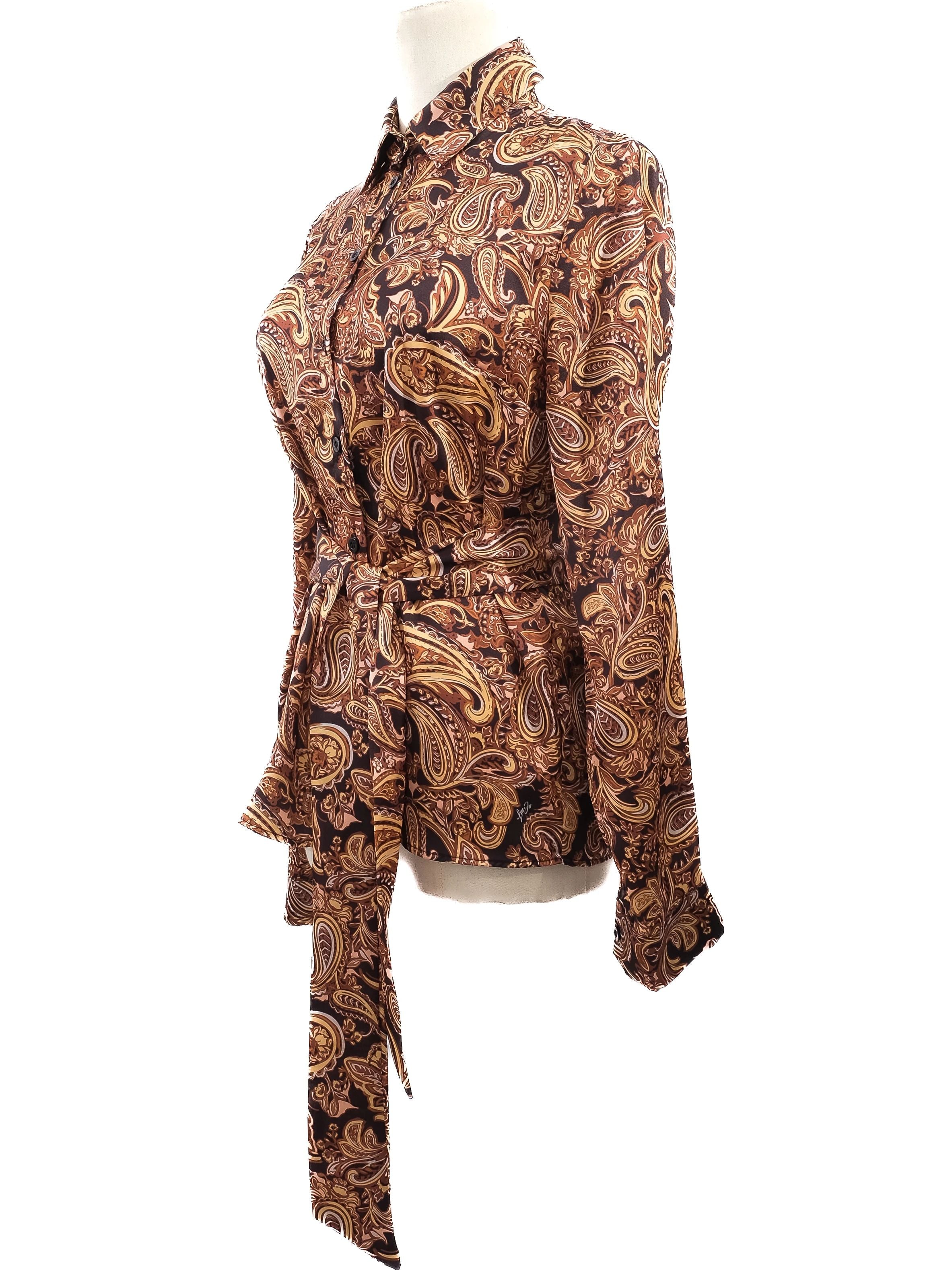 Excellent Liu Jo Paisley Blouse Size XS with Tie Belt