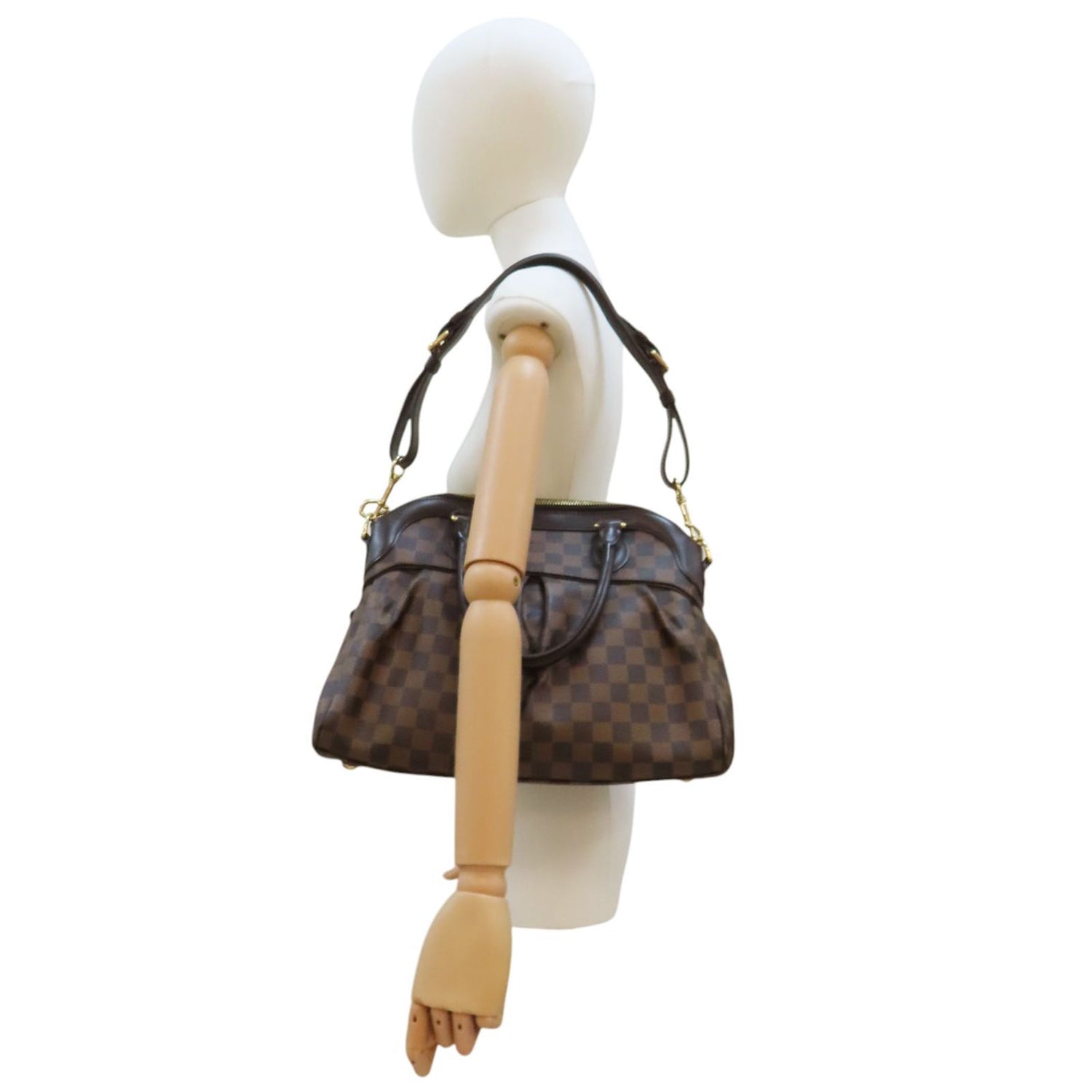 Louis Vuitton Trevi Pm Shoulder Handbag Damier Ebene Brown N 51977