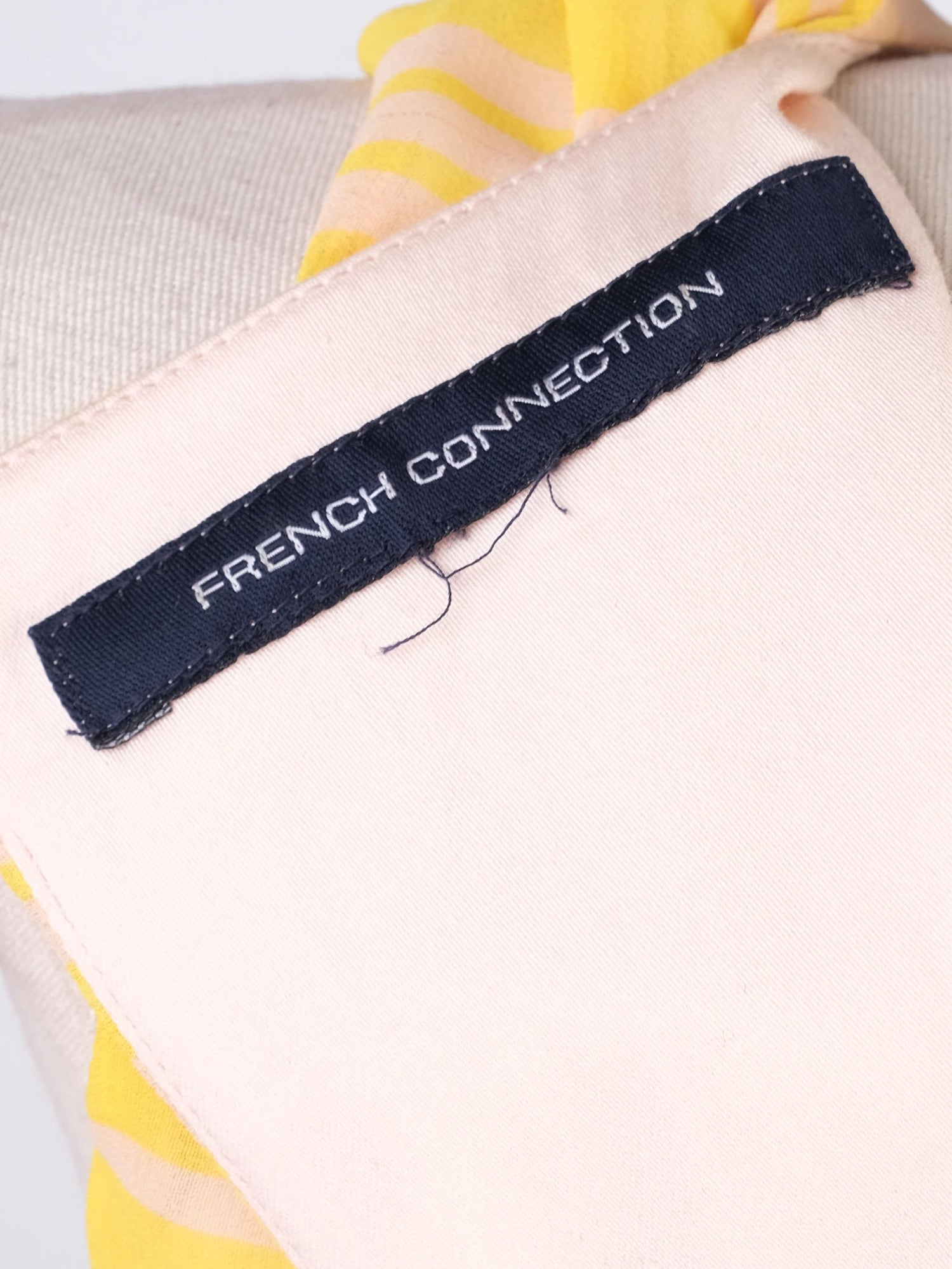 Excellent French Connection Yellow Sleeveless Dress XS with Stripes