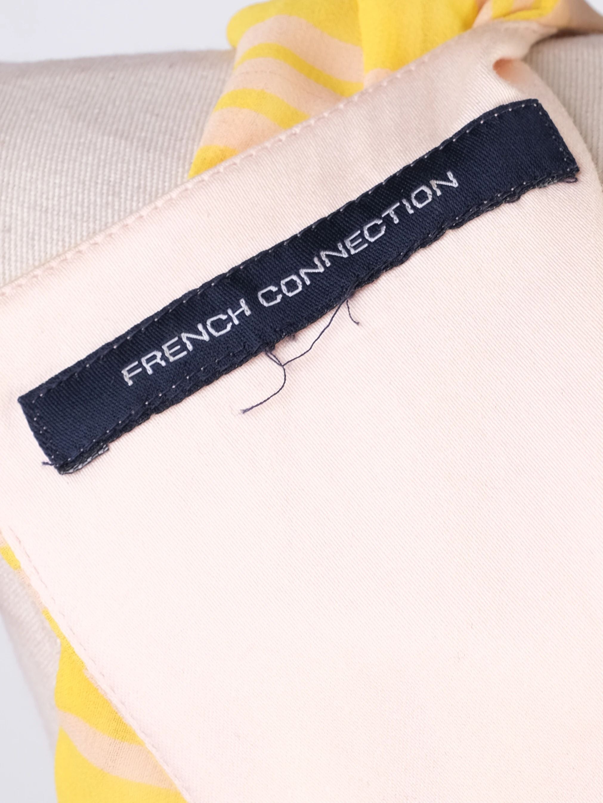 Excellent French Connection Yellow Sleeveless Dress XS with Stripes