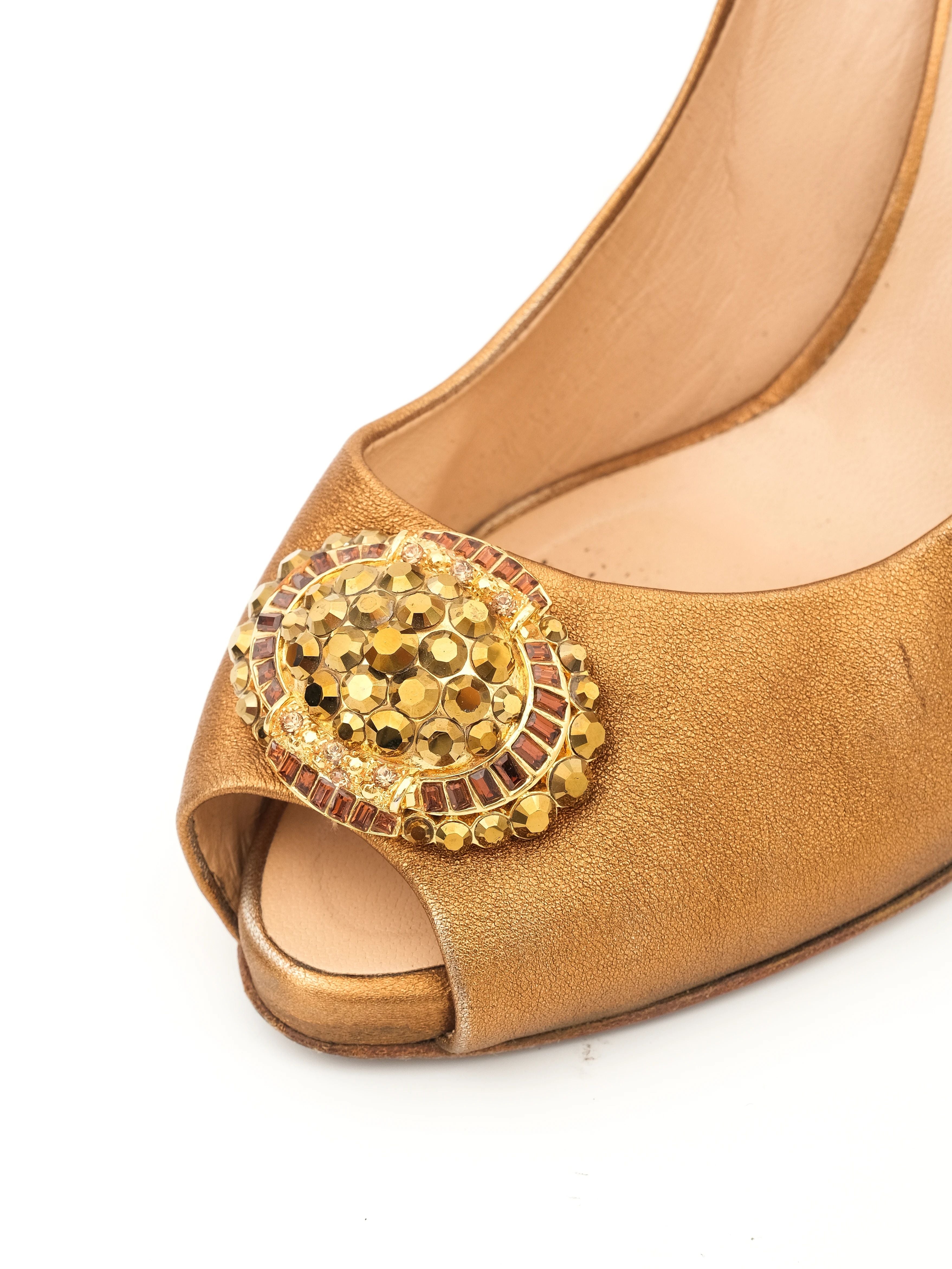 Excellent Giuseppe Zanotti Yellow Leather High-Heeled Shoes Size 40