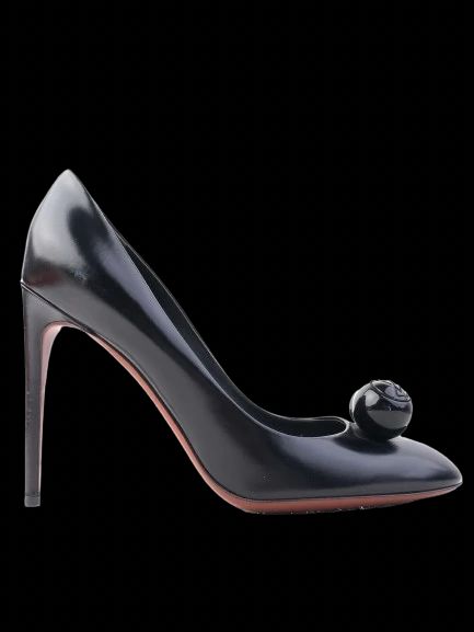 Excellent Louis Vuitton Black High-Heeled Shoes Size 38.5 Leather