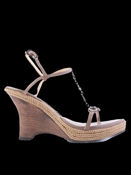 Excellent Giorgio Armani Orange Wedge Sandals Size 38