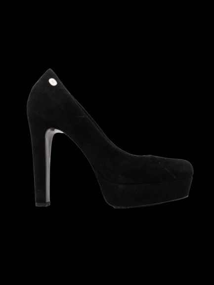 R&Renzi Black Genuine Suede High-Heeled Shoes Size 38