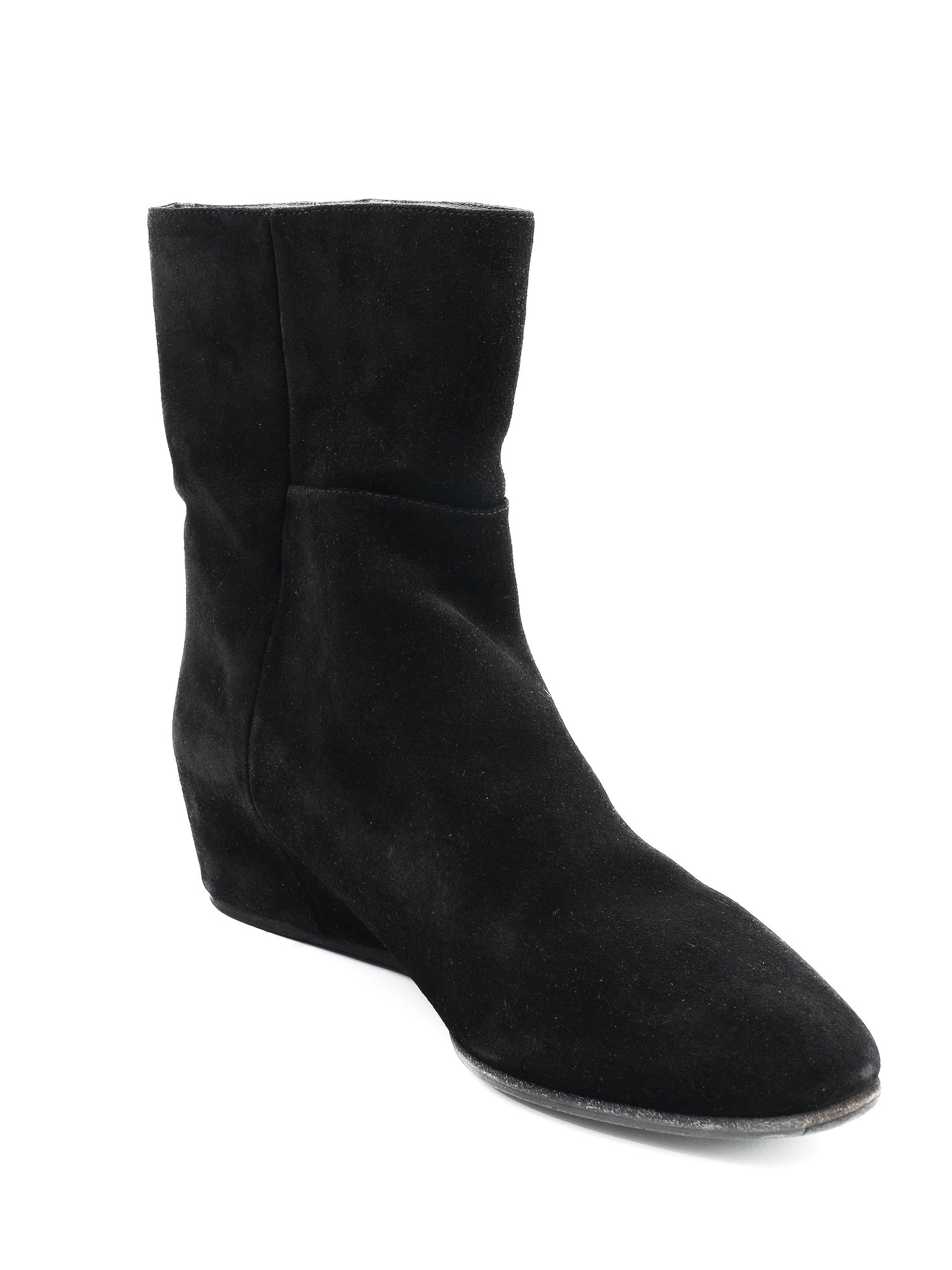 Jimmy Choo Black Leather Wedge Boots Size 39 Women Excellent Condition