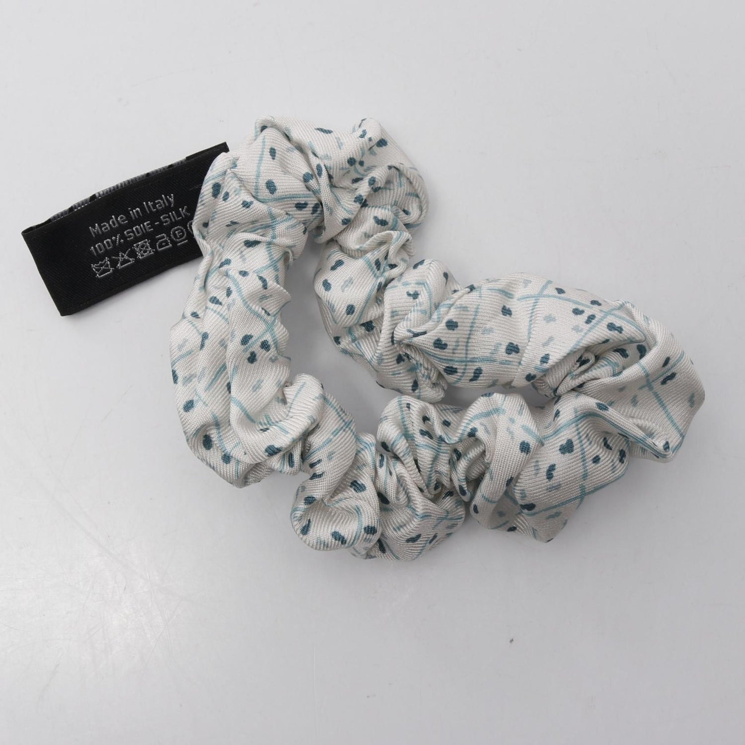 Chanel White Multicolor Coco Mark Scrunchie Scarf Silk