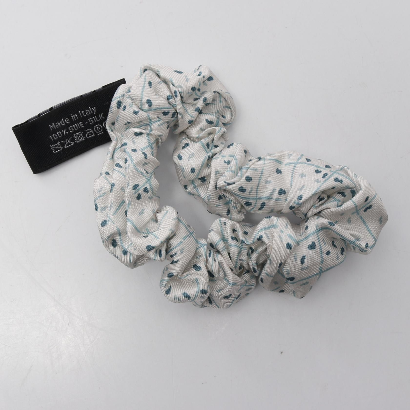 Chanel White Multicolor Coco Mark Scrunchie Scarf Silk