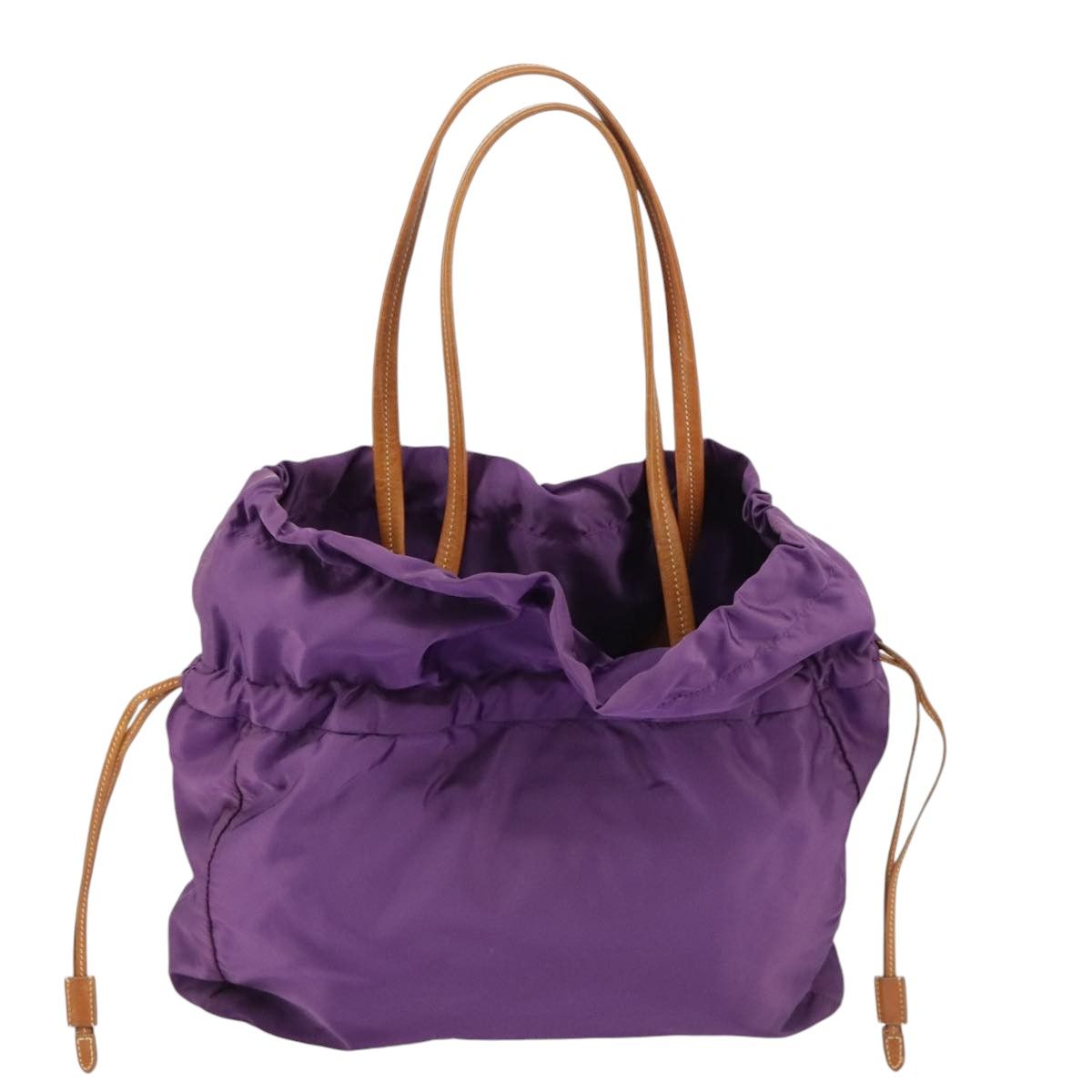 Prada Tote Bag Nylon Purple Gold Auth