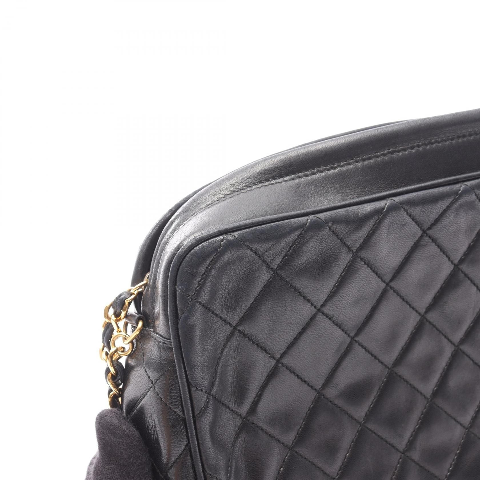 Chanel Black Matelasse Shoulder Bag Lambskin (sheep Leather)