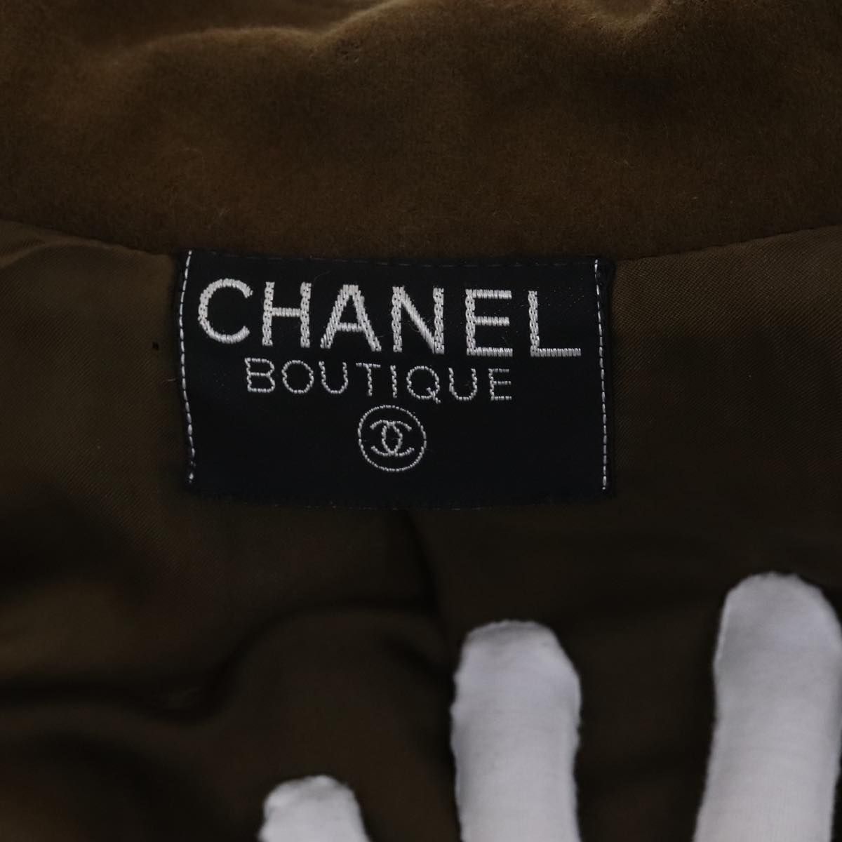 Chanel Jacket Wool Brown Cc Auth