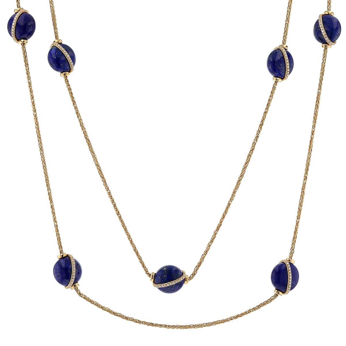 Fred Baie des Anges lapis lazuli, diamonds and gold necklace