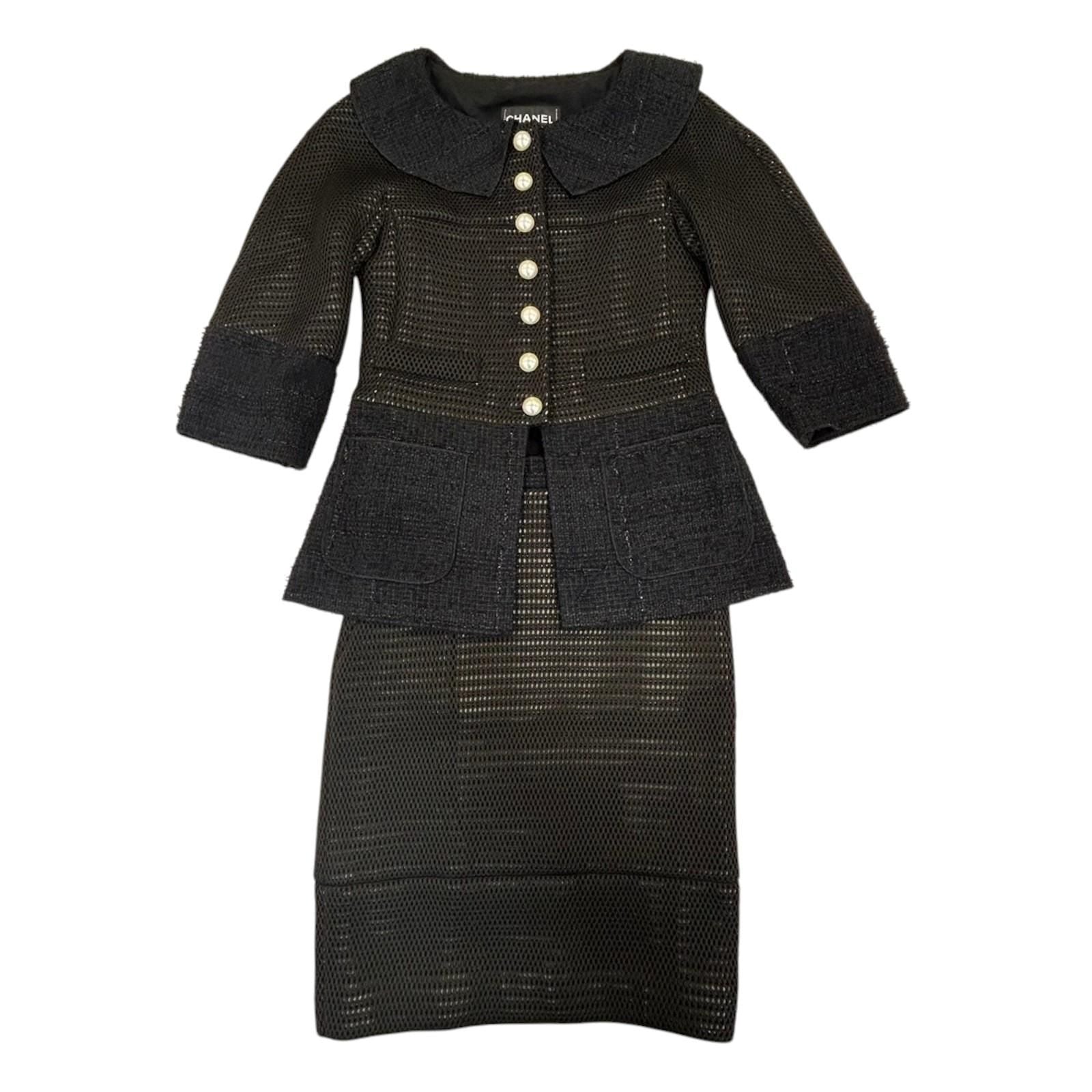 Chanel Jacket Skirt Setup P 45896w 05279 Nylon Black 34 Cc Coco