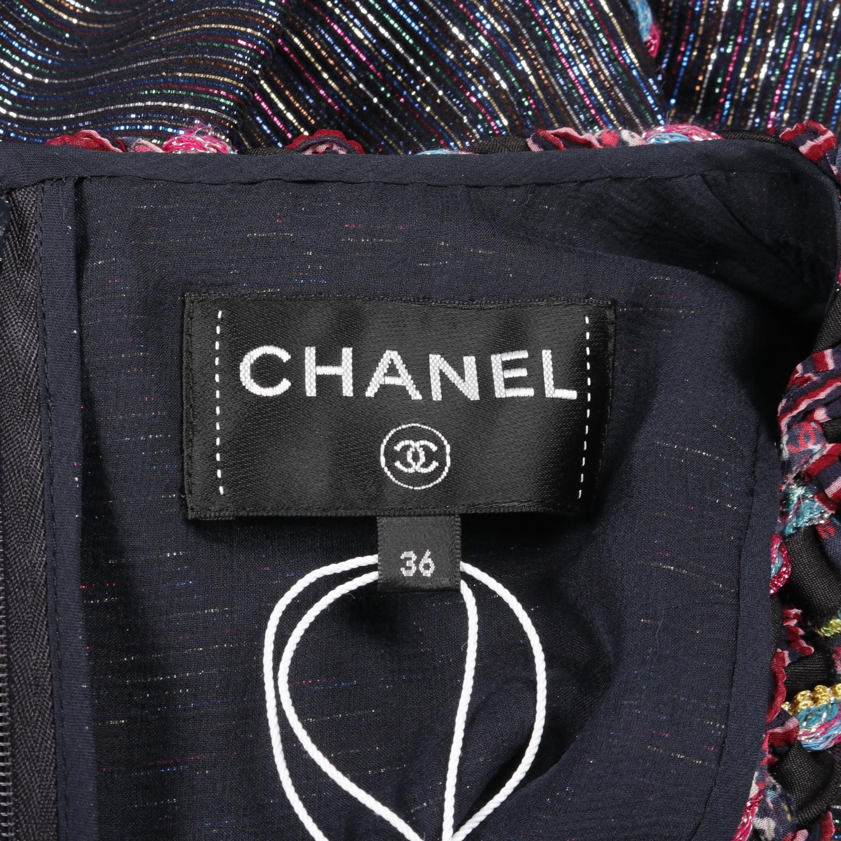 Chanel Black Multicolor Coco Mark Dress Silk P 70048v 48334