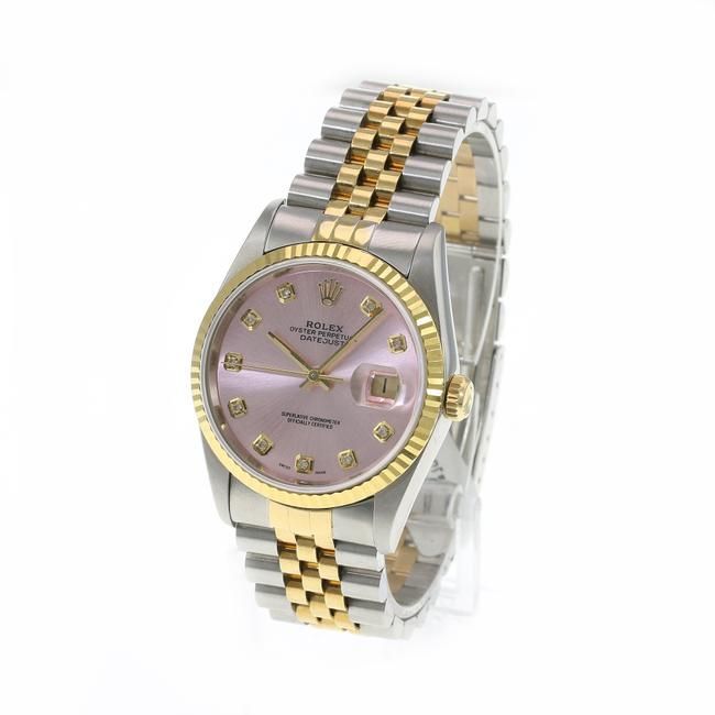 Pink Datejust 16233 Two-tone 36mm Ice Diamond Dial Watch