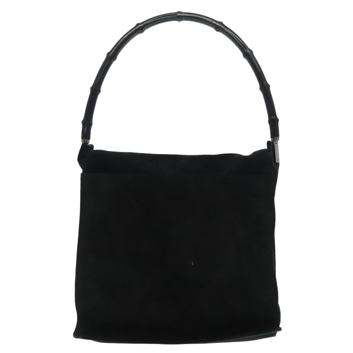 Gucci Bamboo Shoulder Bag Suede Black Silver 001 3243 Auth