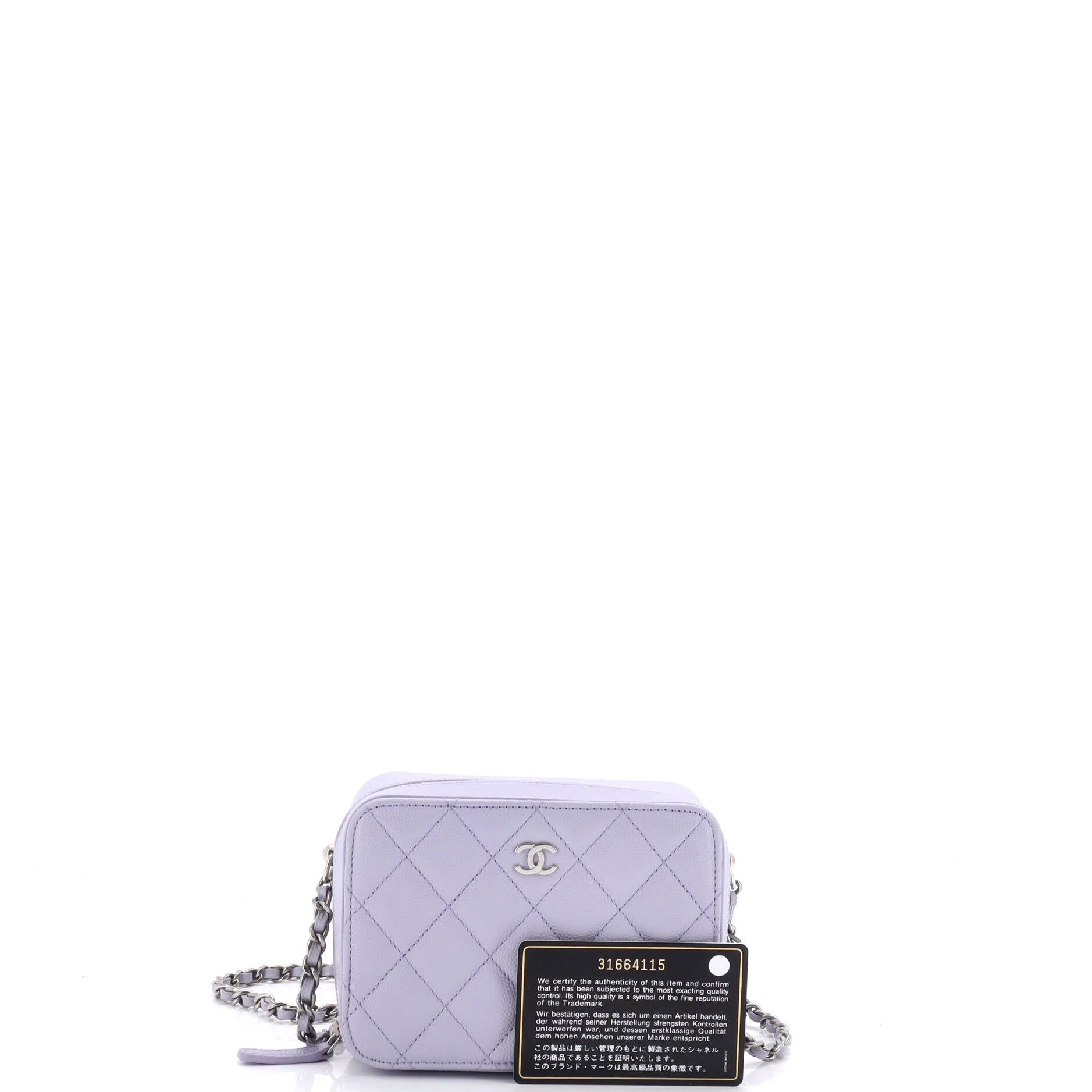 Chanel Square Cc Chain Camera Bag Quilted Caviar Mini