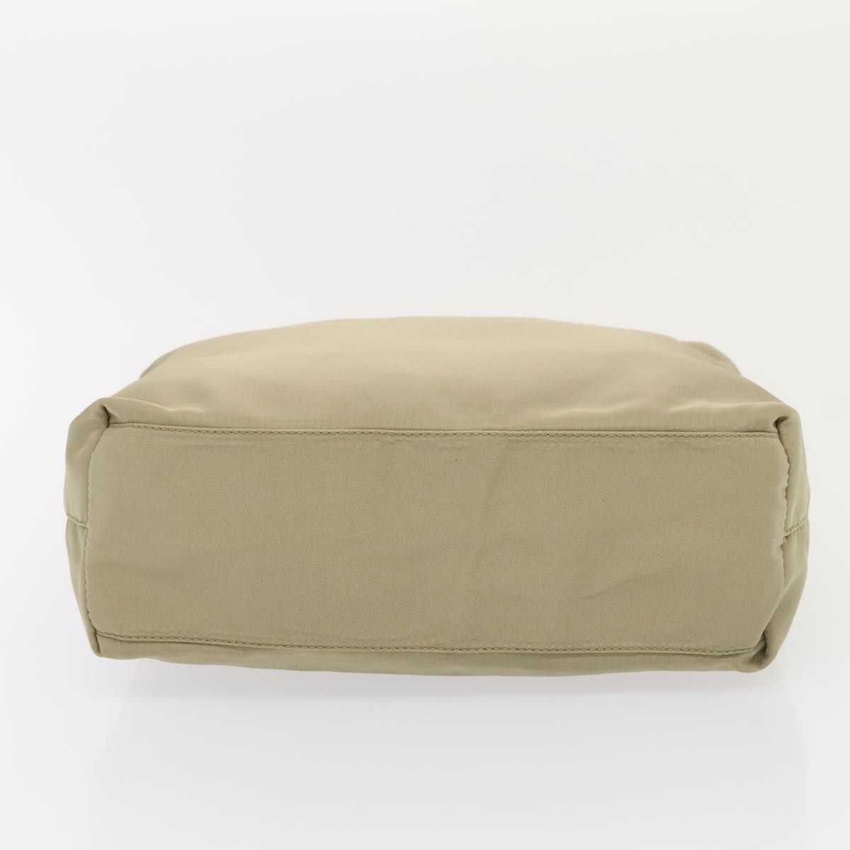 Prada Hand Bag Nylon Beige Silver Auth