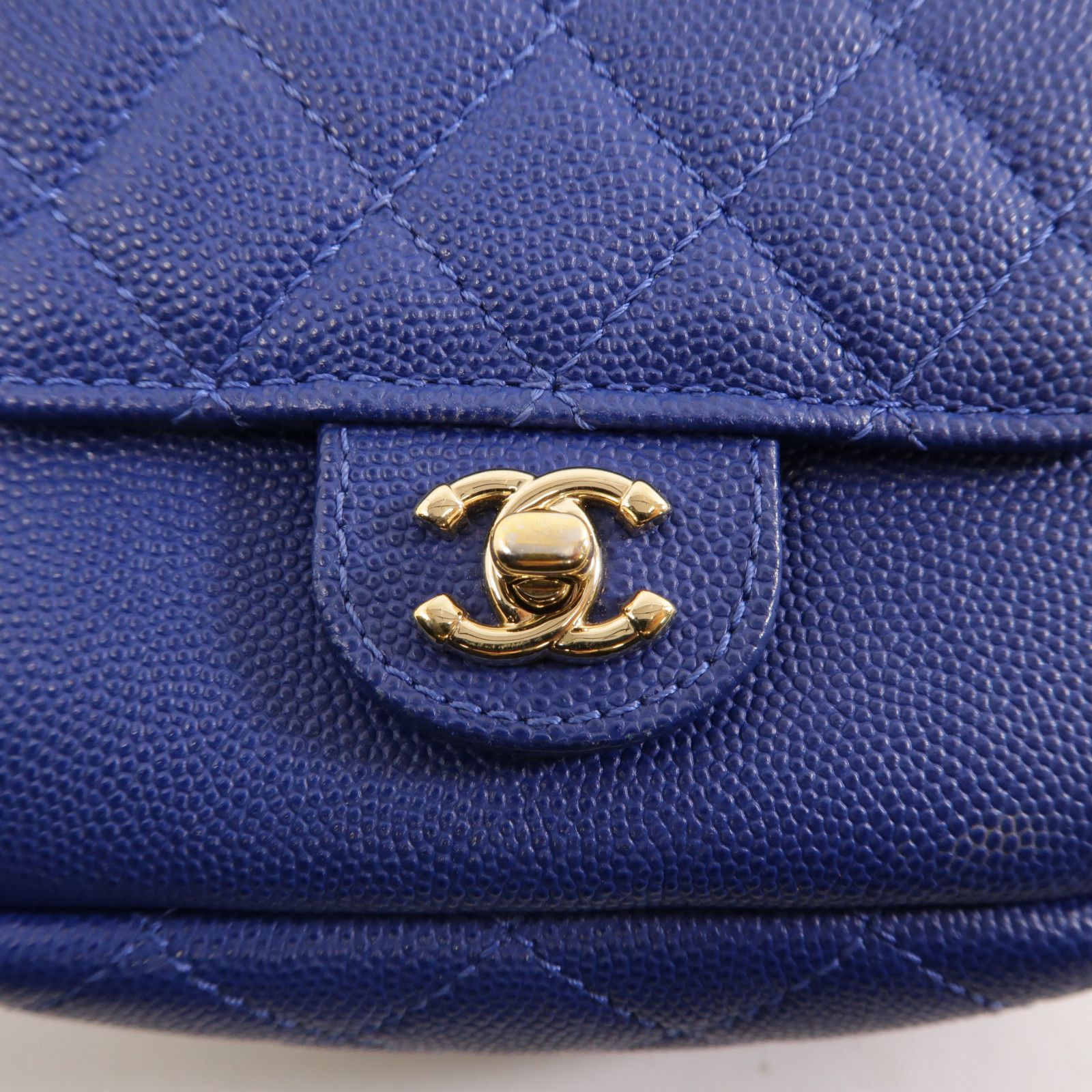 Chanel Caviar Quilted CC Day Camera Case Blue