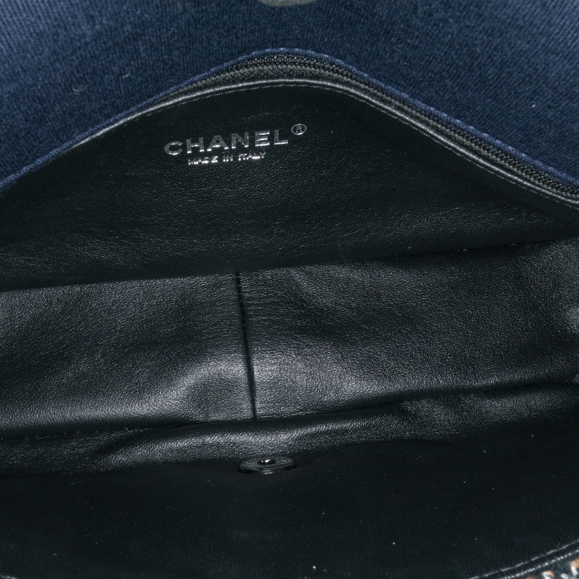 Chanel Small Jersey Tweed Flap Blue