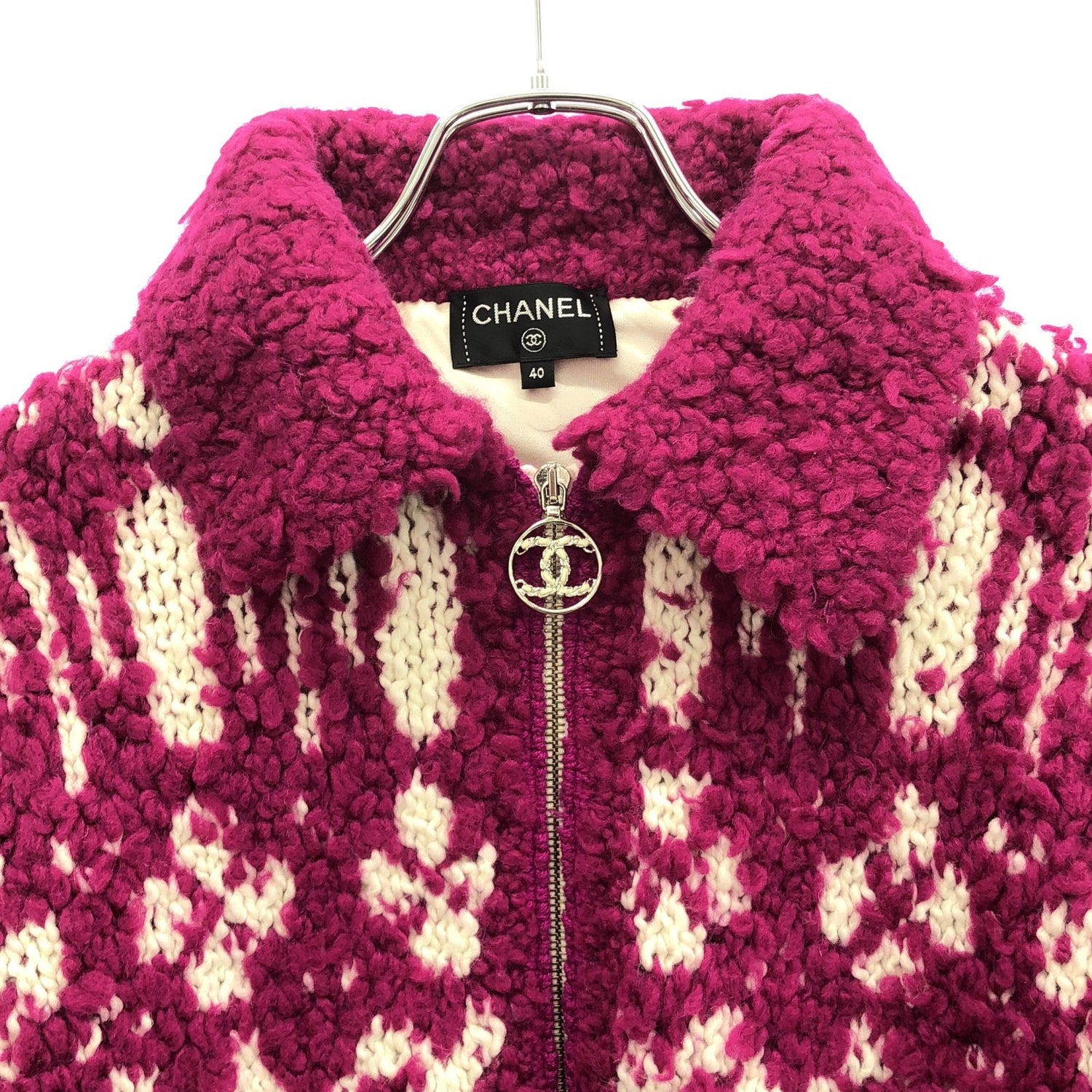 Chanel Pink Knit Blouson Blouson Wool P 62173k 47609