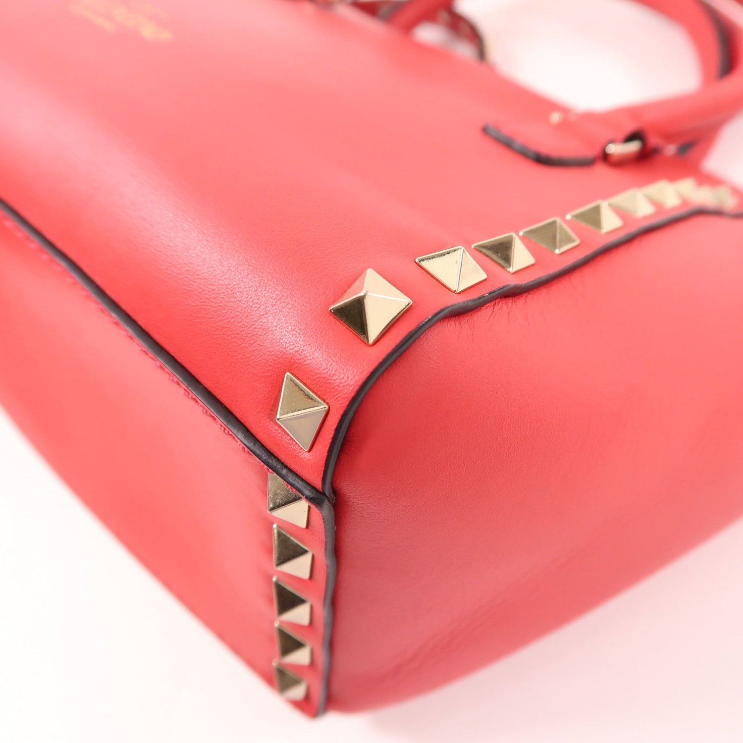 Valentino Cowhide Leather 2Way Shoulder Bag Golden Hand-handed Shoulder And Back Bag 2way Shoulder Bag Red Calfski