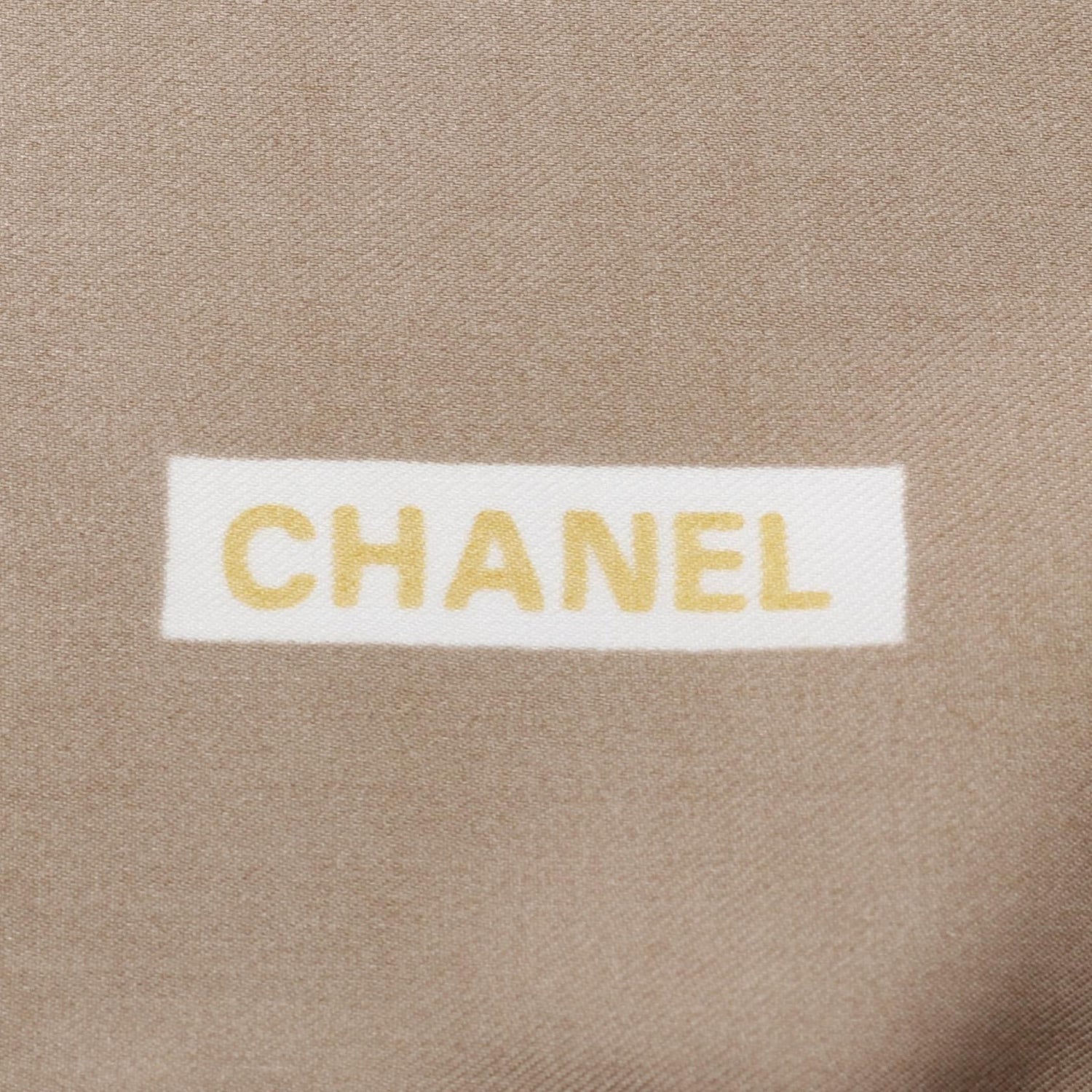 Chanel Brown Gold Multicolor Coco Mark Scarf Silk