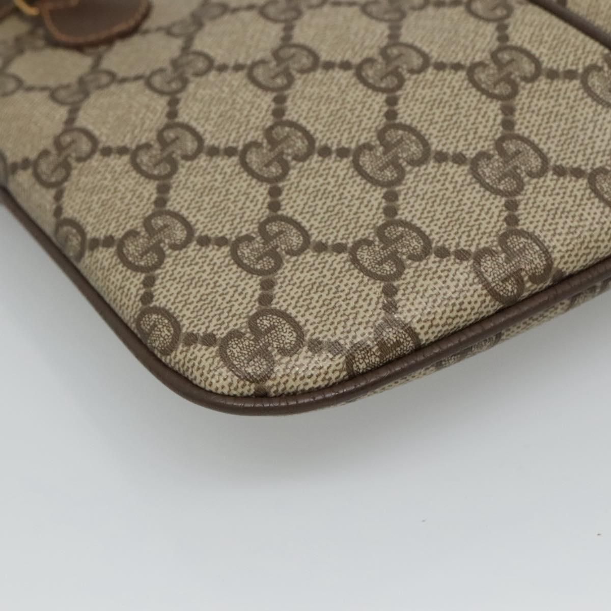 Gucci Gg Supreme Web Sherry Line Shoulder Bag Pvc Beige Red Green Auth