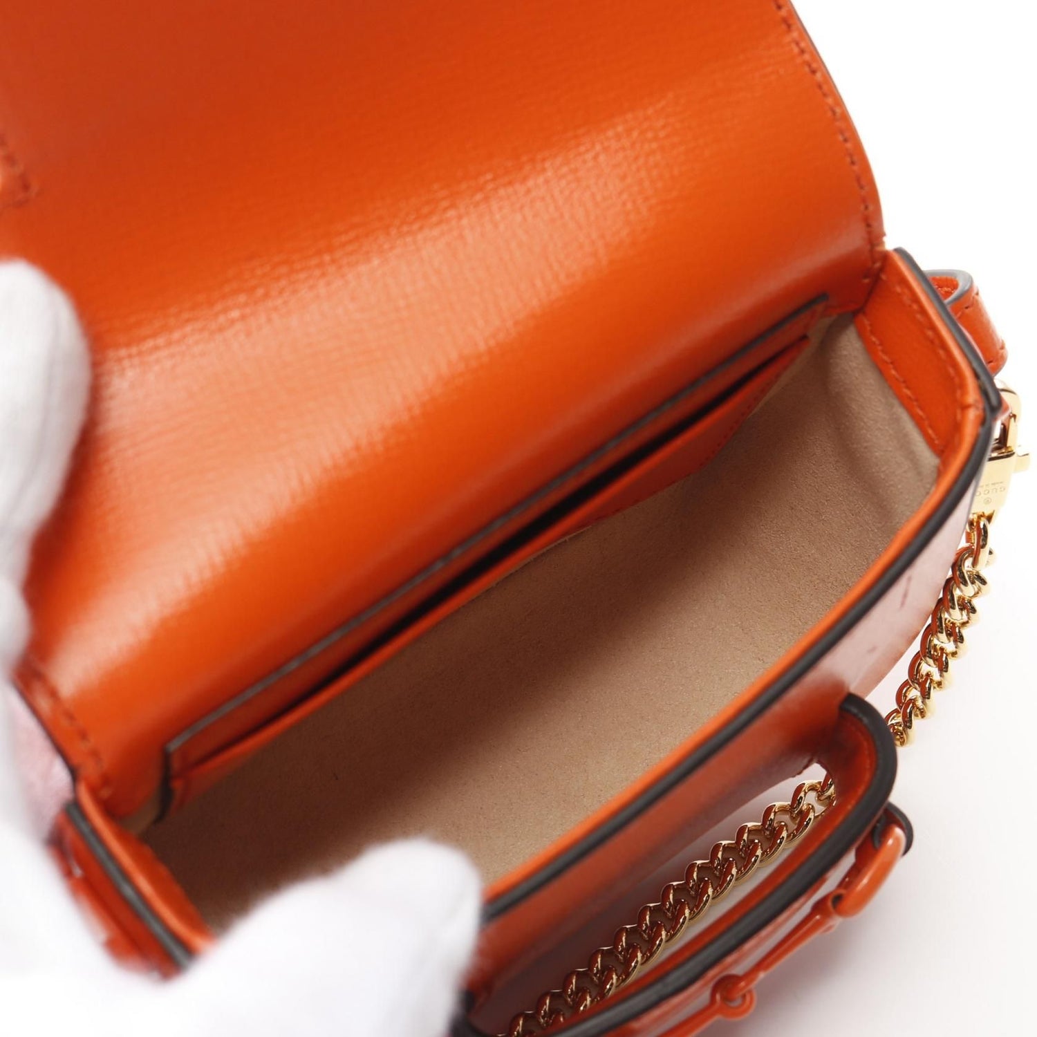 Gucci Mini Horsebit 1955 Shoulder Bag Orange Leather 726863