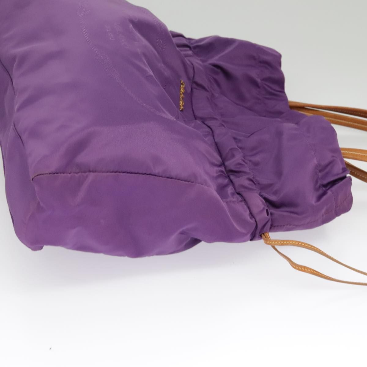 Prada Tote Bag Nylon Purple Gold Auth