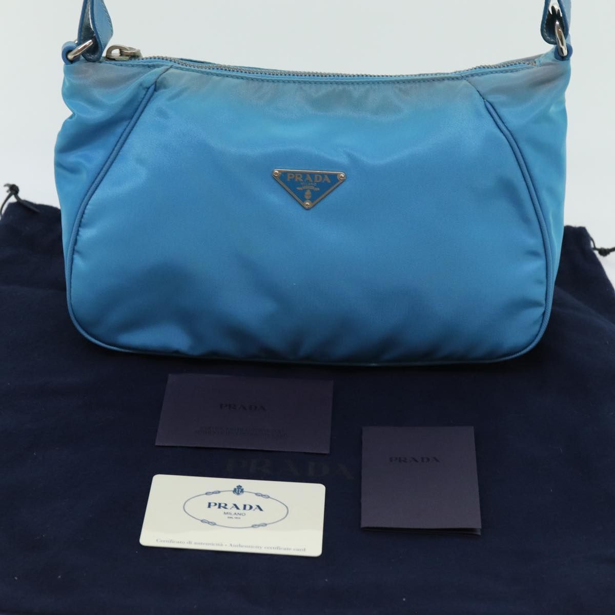Prada Accessory Pouch Nylon Light Blue Auth