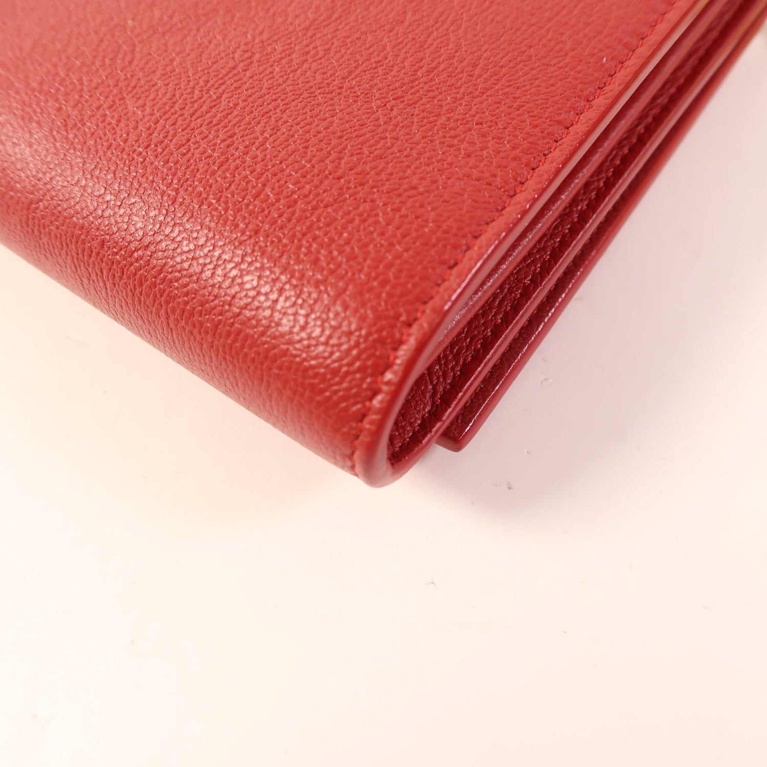 Saint Laurent Cowhide Leather Belle De Jour Wallet On Chain Golden Cross Shoulder Back Bag Red Calfsk