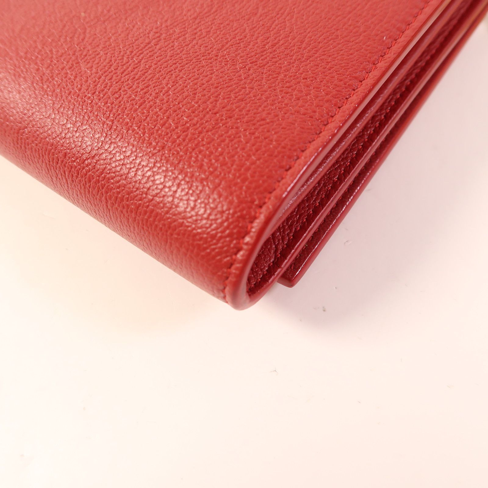 Saint Laurent Cowhide Leather Belle De Jour Wallet On Chain Golden Cross Shoulder Back Bag Red Calfsk