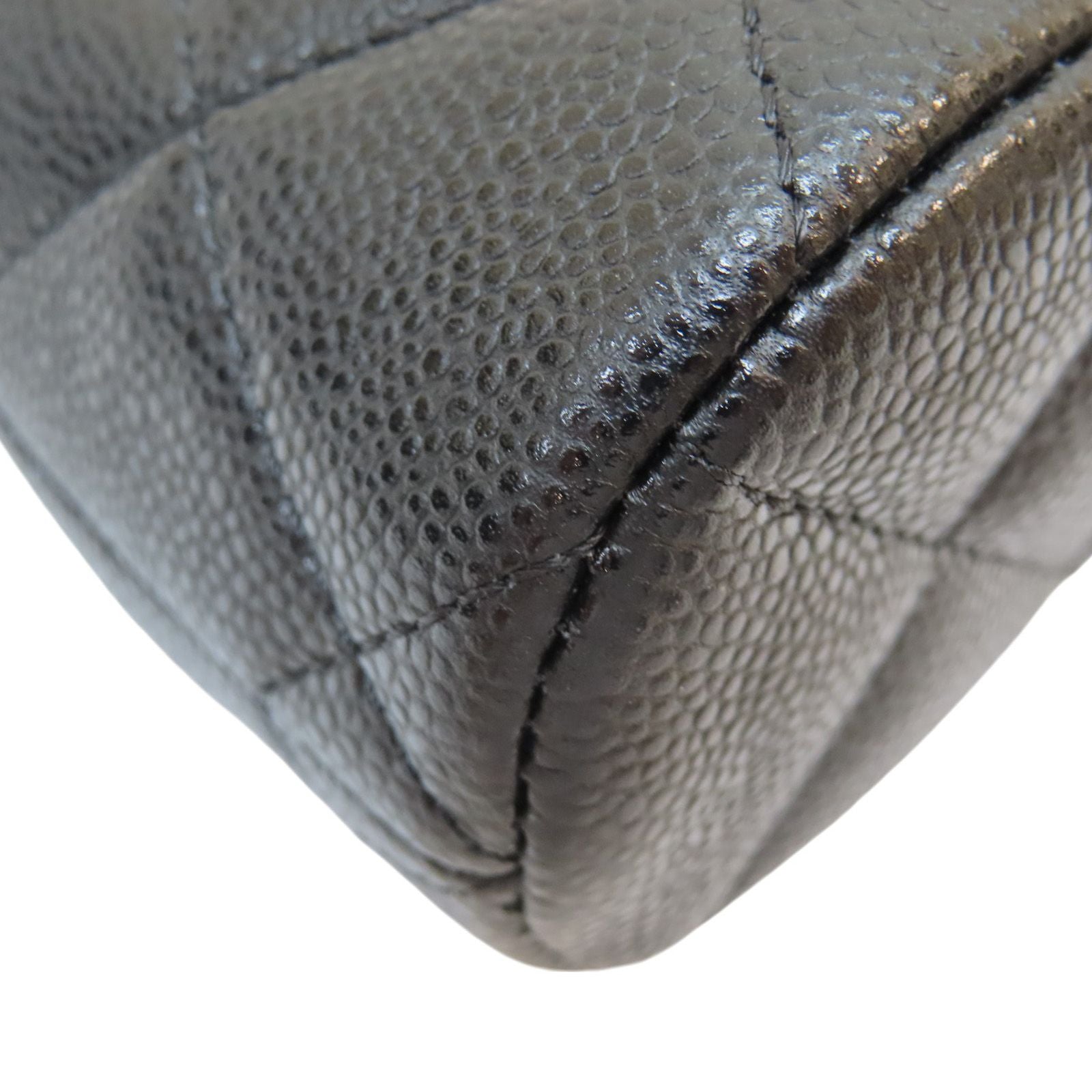 Chanel Classic Clutch With Chain Shoulder Bag Black Quilted Caviar