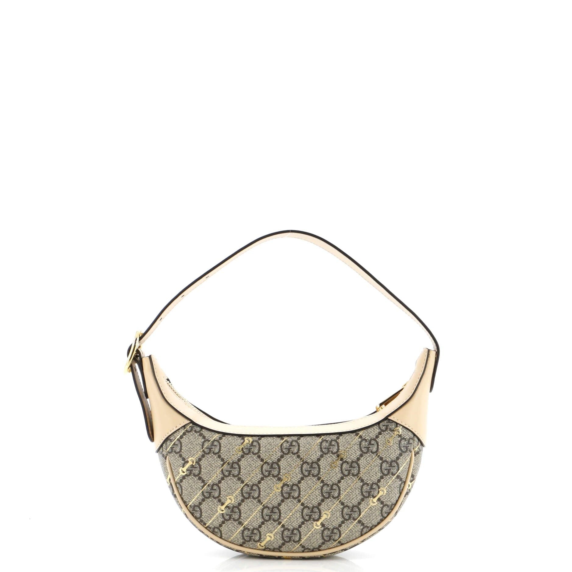 Gucci Ophidia Half Moon Bag Print Gg Coated Canvas Mini