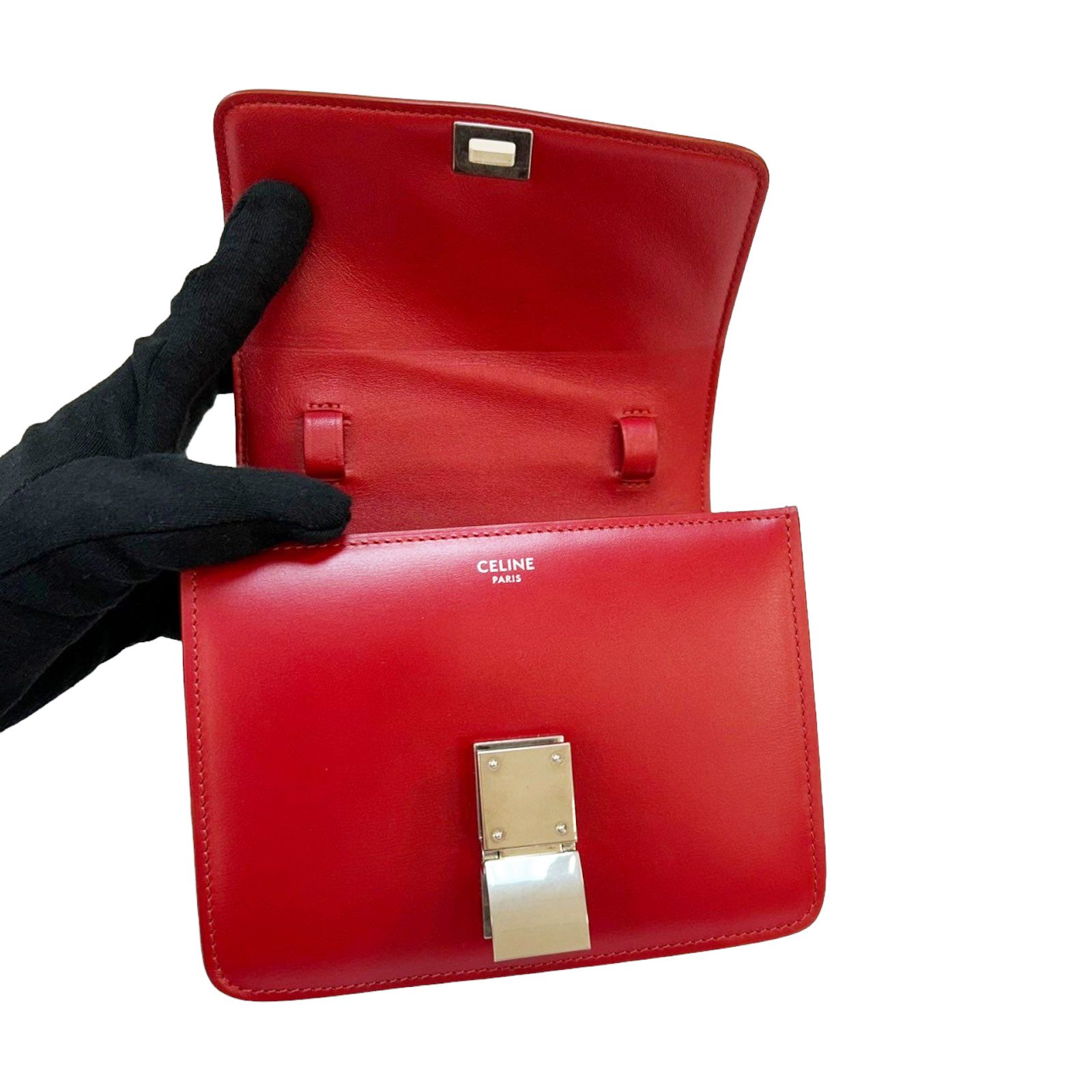 Celine Small Classic Shoulder Bag Red Box Calfskin
