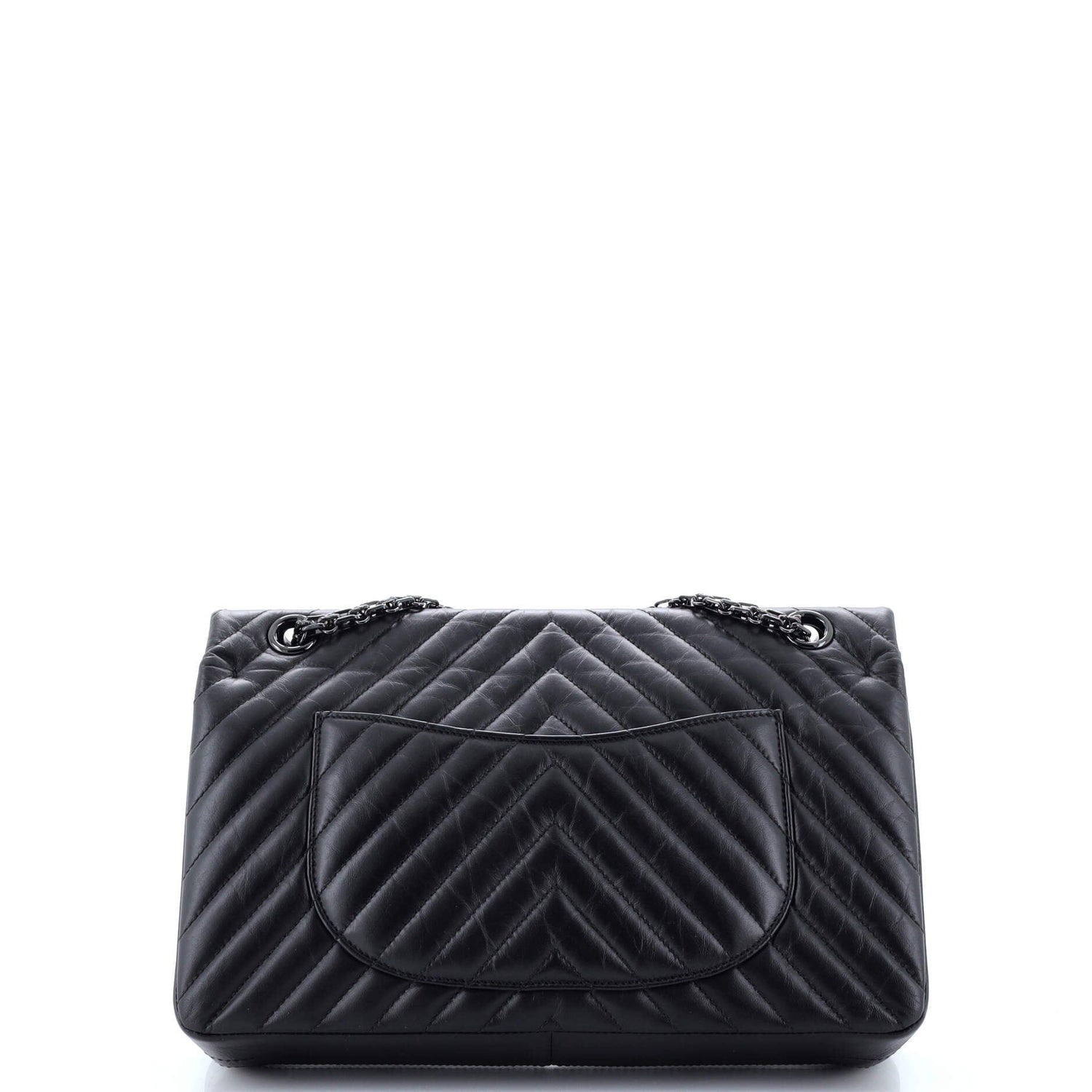 Chanel So Black Reissue 2.55 Flap Bag Chevron Aged Calfskin 226