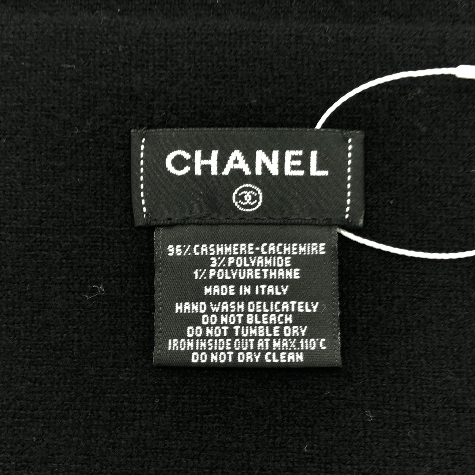 Chanel Black Coco Mark Scarf Scarf Cashmere
