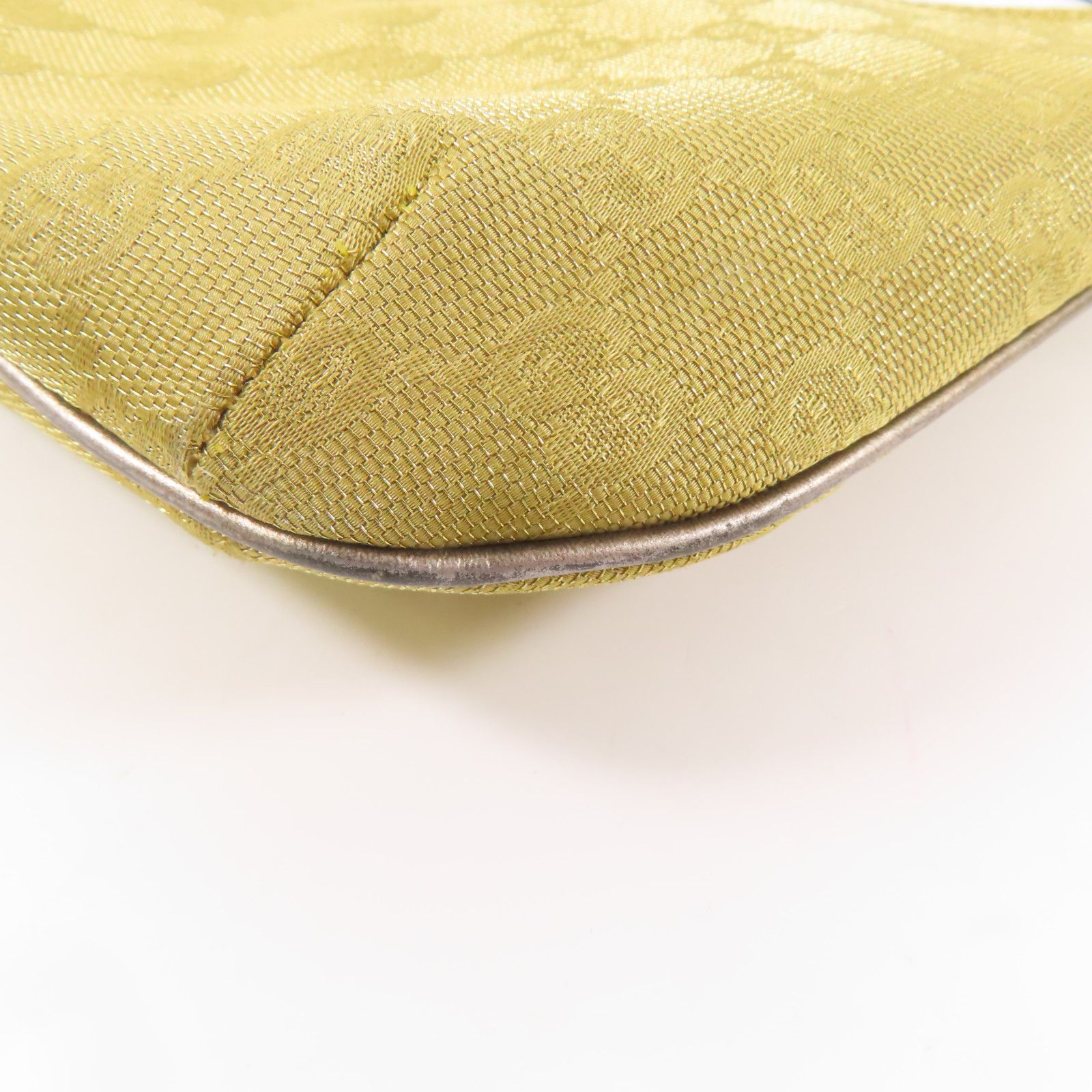 Gucci Canvas/leather Shoulder Bag Silver Shoulder Bag Golden Shoulder Bag Gold Gg Canvas 005.0813