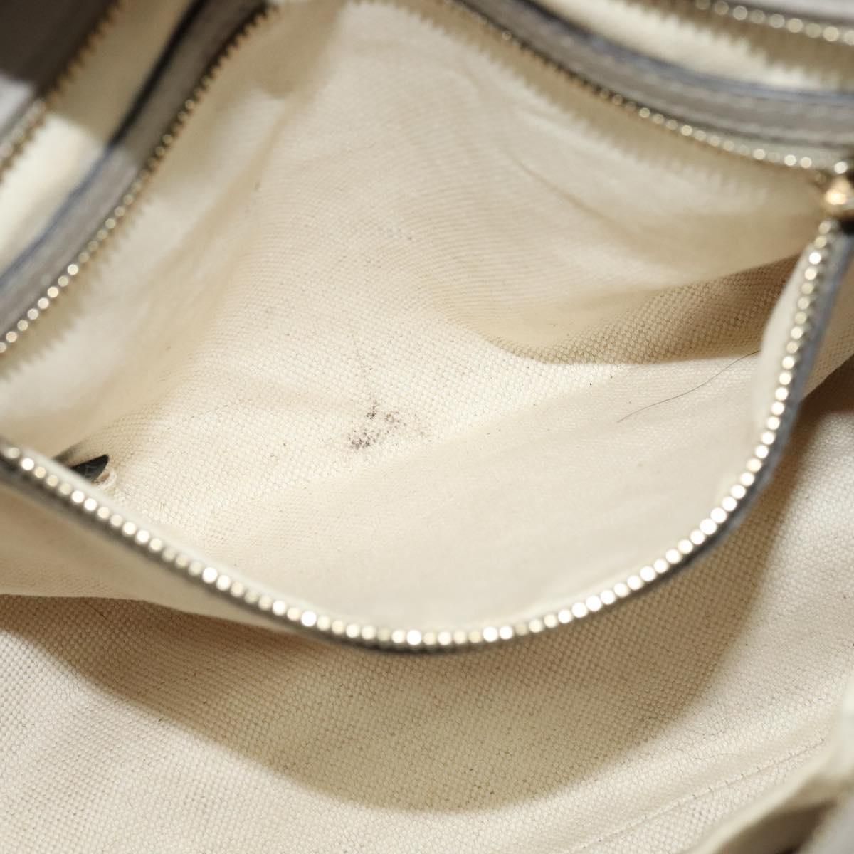 Gucci Gg Canvas Guccissima Hand Bag Leather Gray Gold 353121 Auth