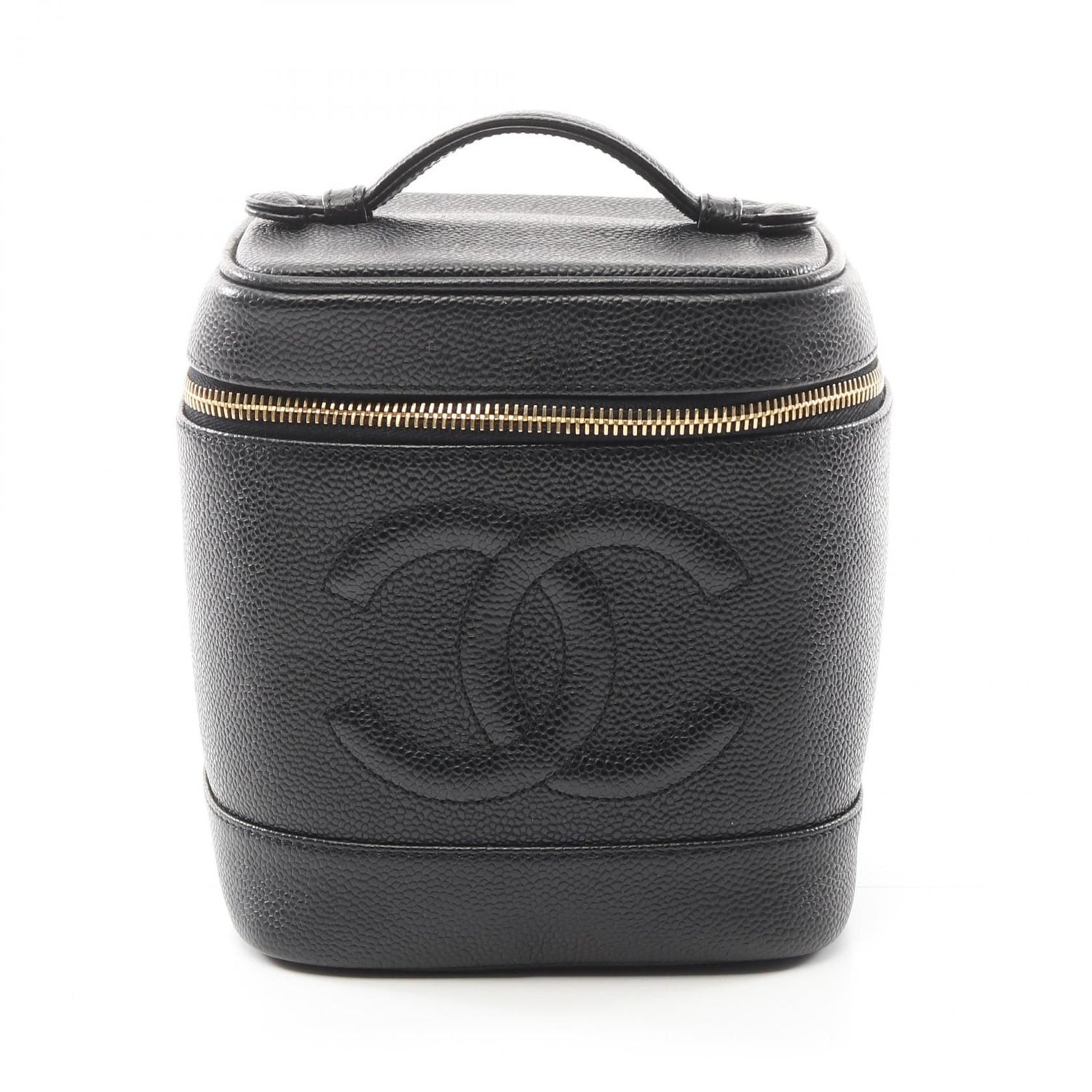 Chanel Black Coco Mark Handbag Leather Grained Calfskin A 01998