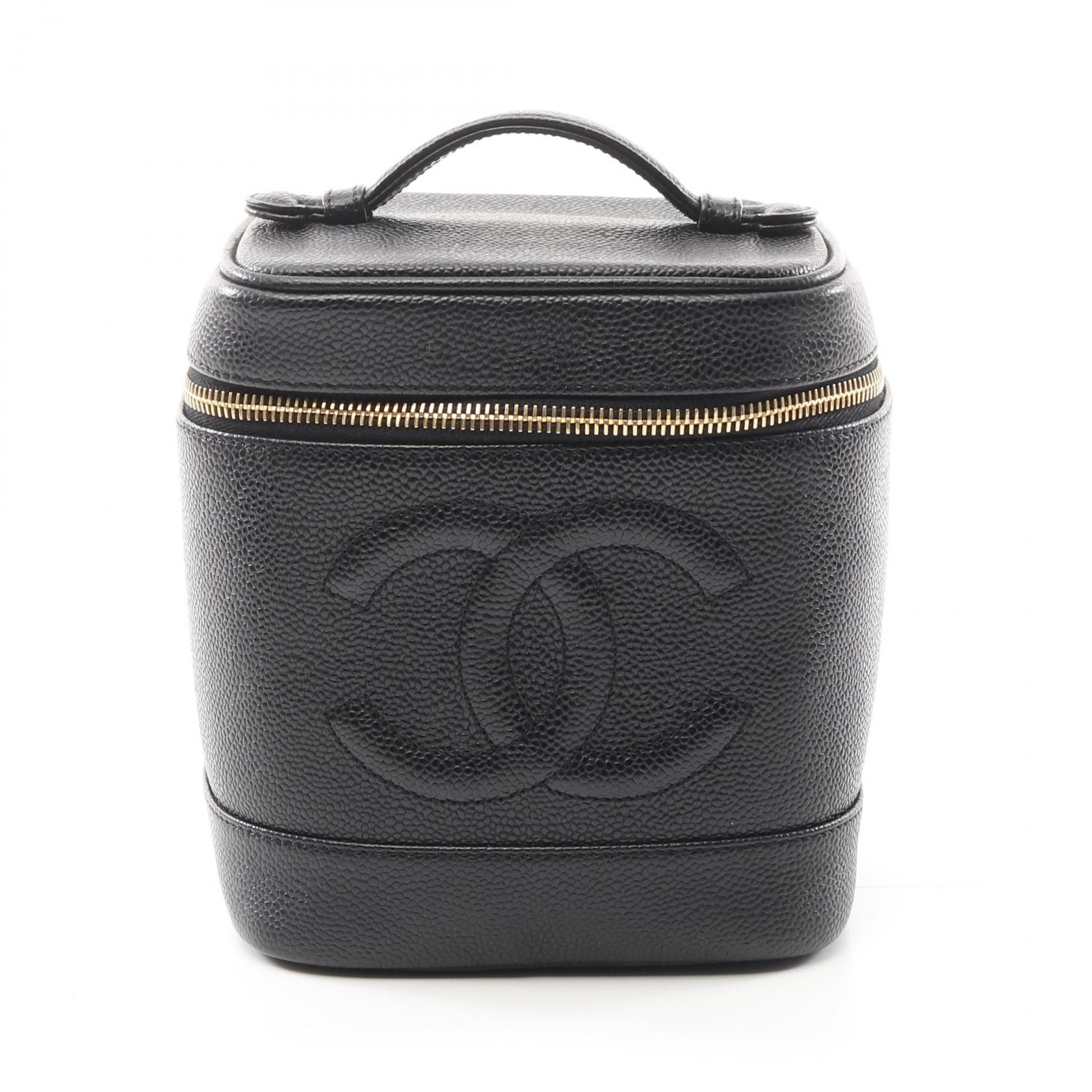 Chanel Black Coco Mark Handbag Leather Grained Calfskin A 01998