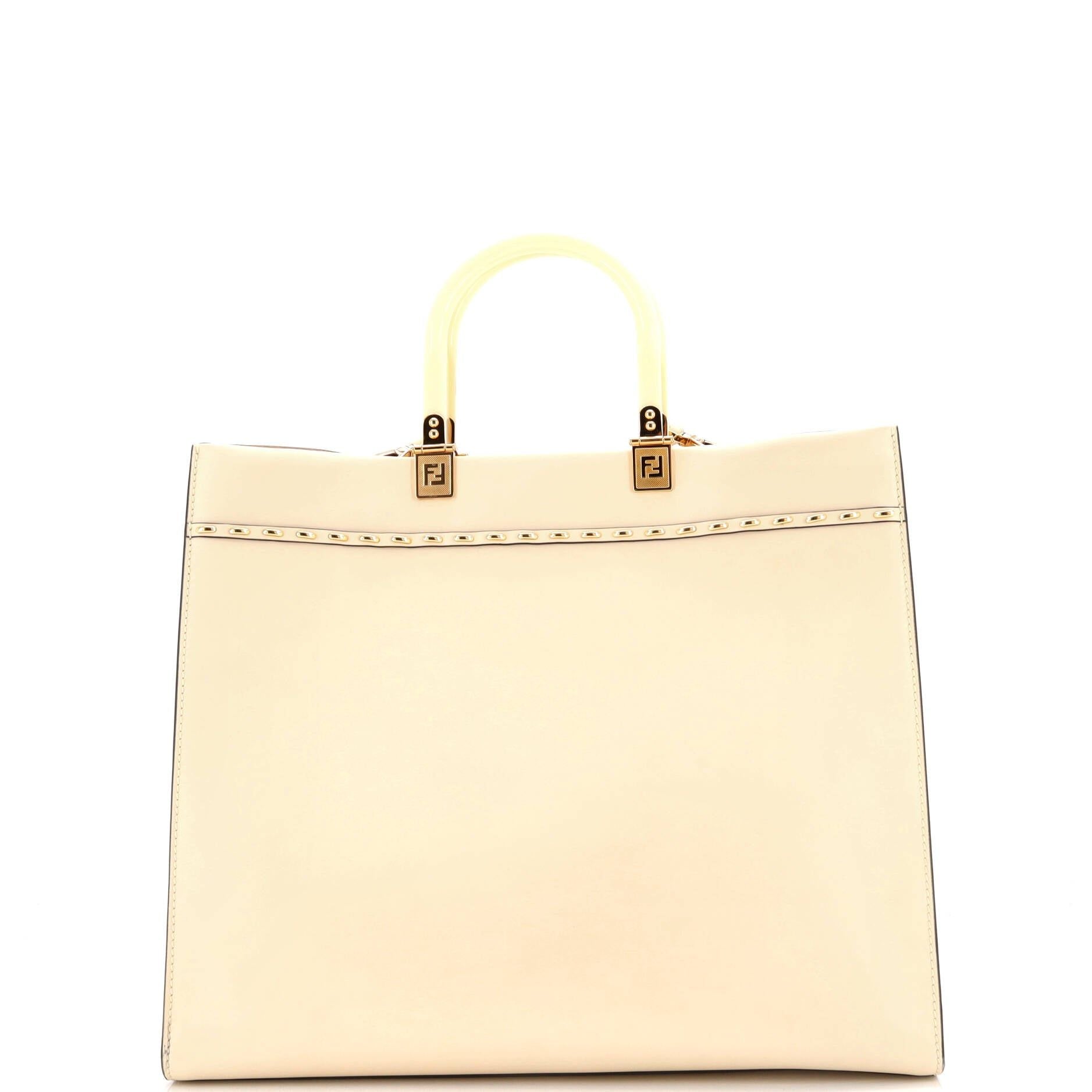 Fendi Sunshine Shopper Tote Studded Leather Medium