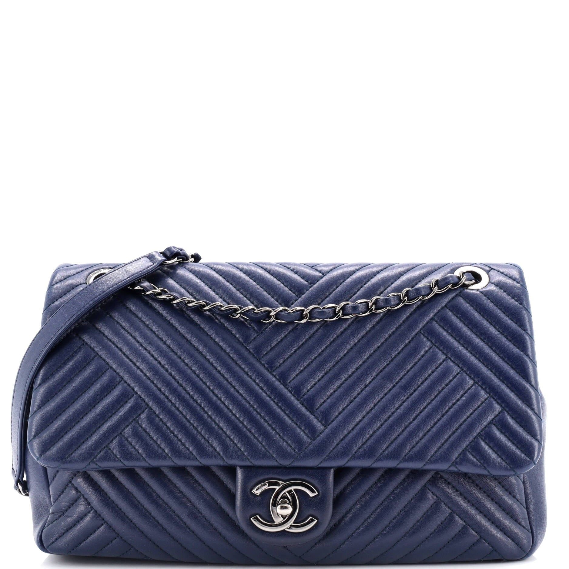 Chanel CC Crossing Flap Bag Chevron Lambskin Large