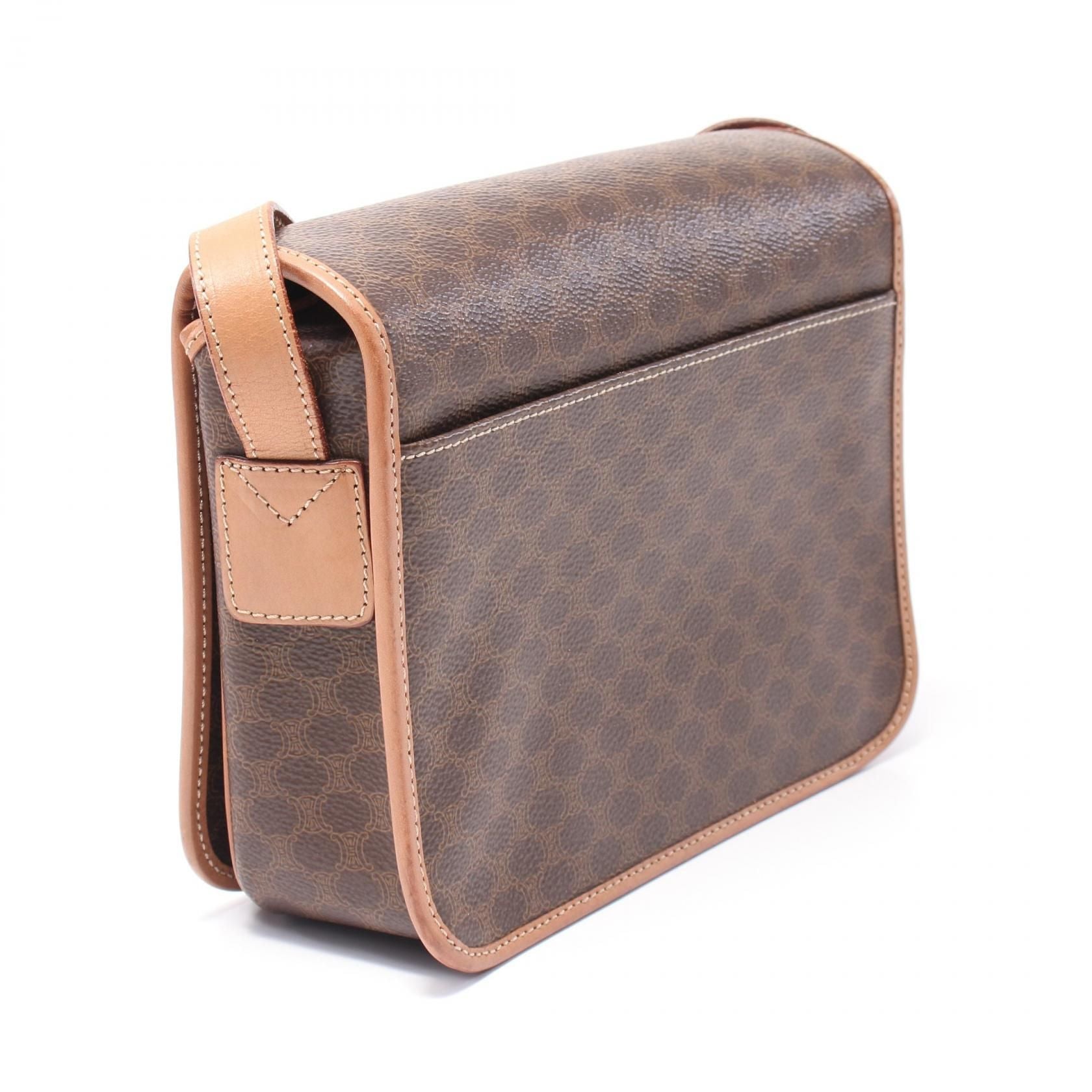 Celine Macadam Shoulder Bag Brown Pvc Coated Canvas