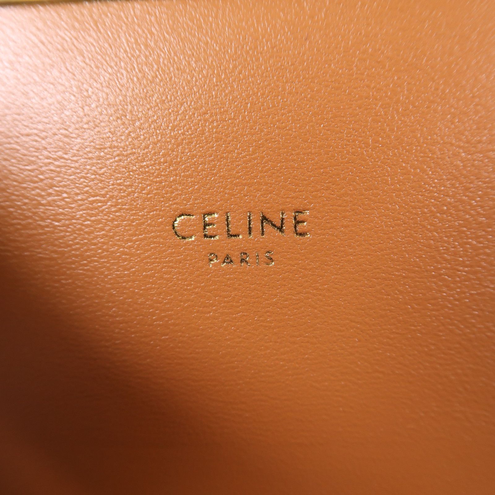 Celine Canvas Classique Triomphe Bag Gold Shoulder Bag Brown