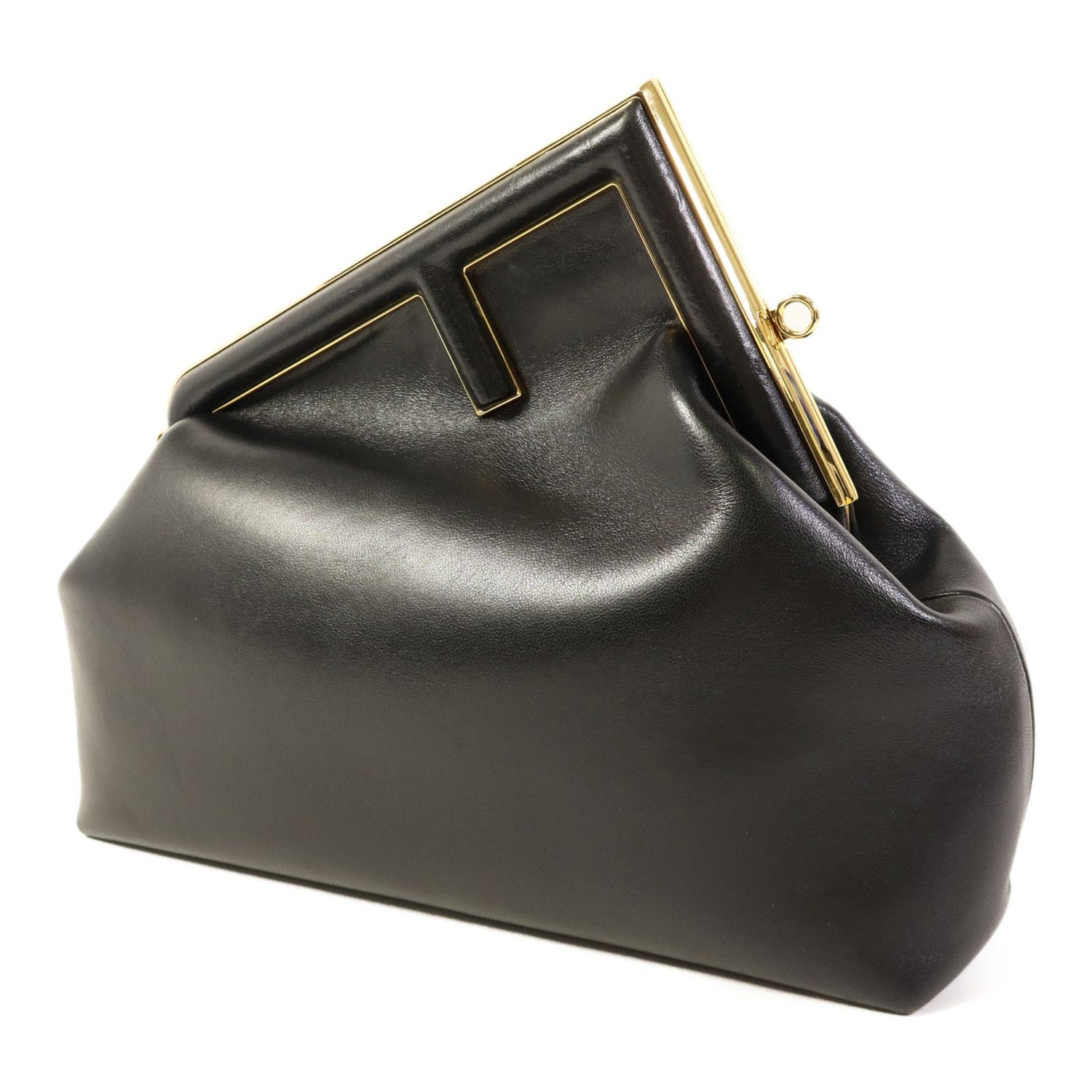 Fendi Cowhide Leather First Medium Golden Shoulder Bag Black Calfskin (cowhide) 8bp 127