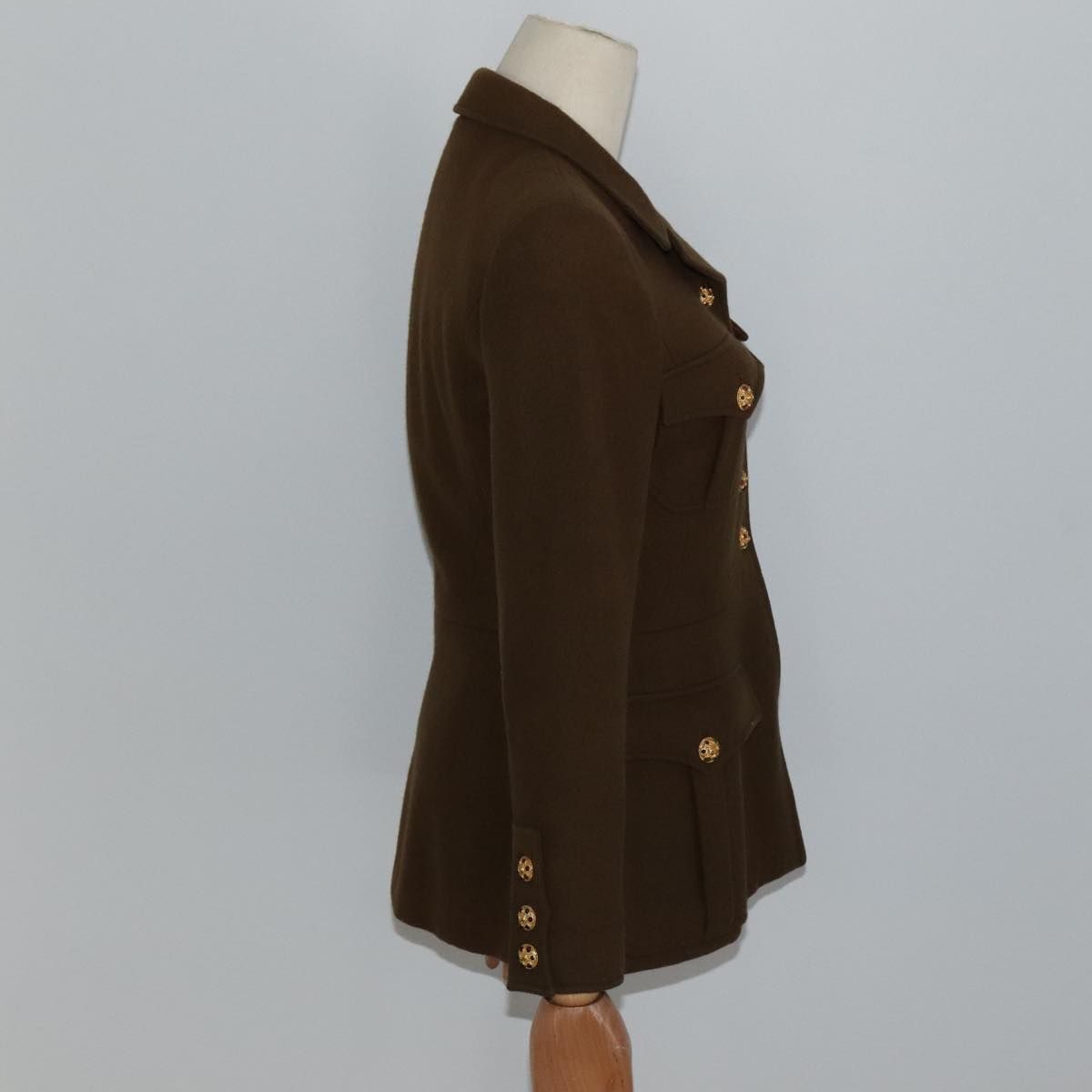 Chanel Jacket Wool Brown Cc Auth