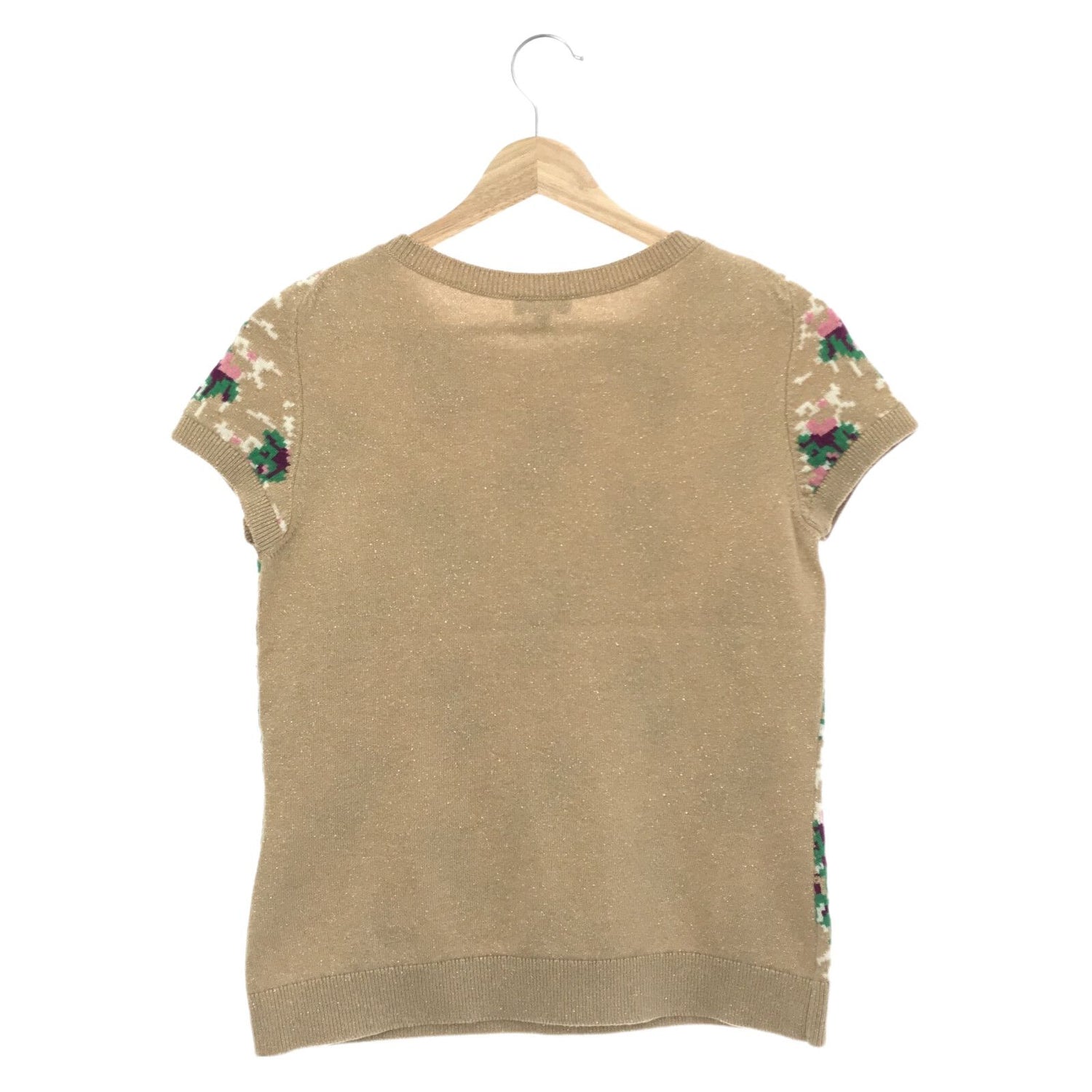 Chanel Floral Knit Cardigan Set Ensemble Brown Cashmere 36